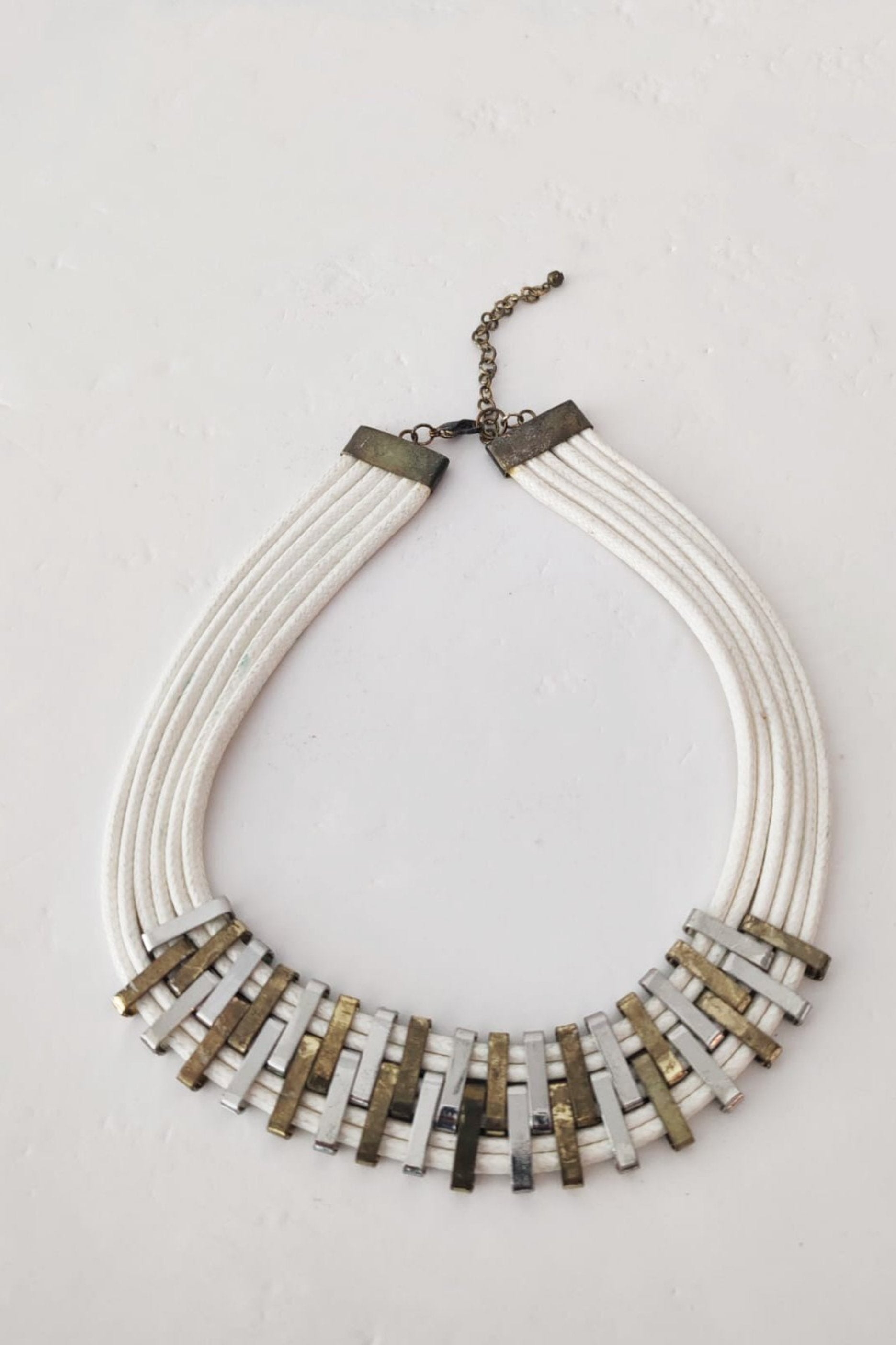 Bold Tri Tone Metal Strand Necklace