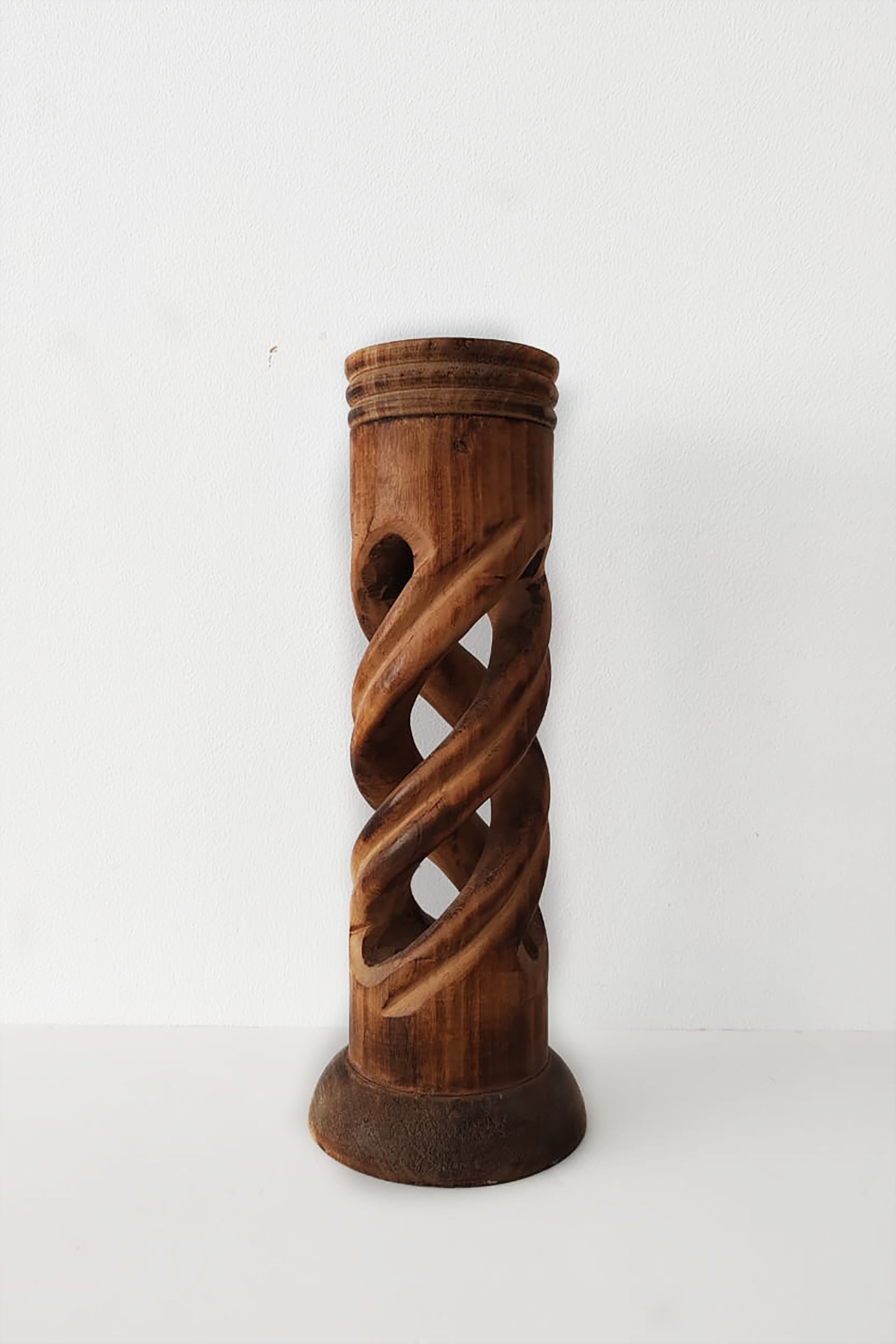 Vintage Hand Carved Twist Candle Holder set as 2