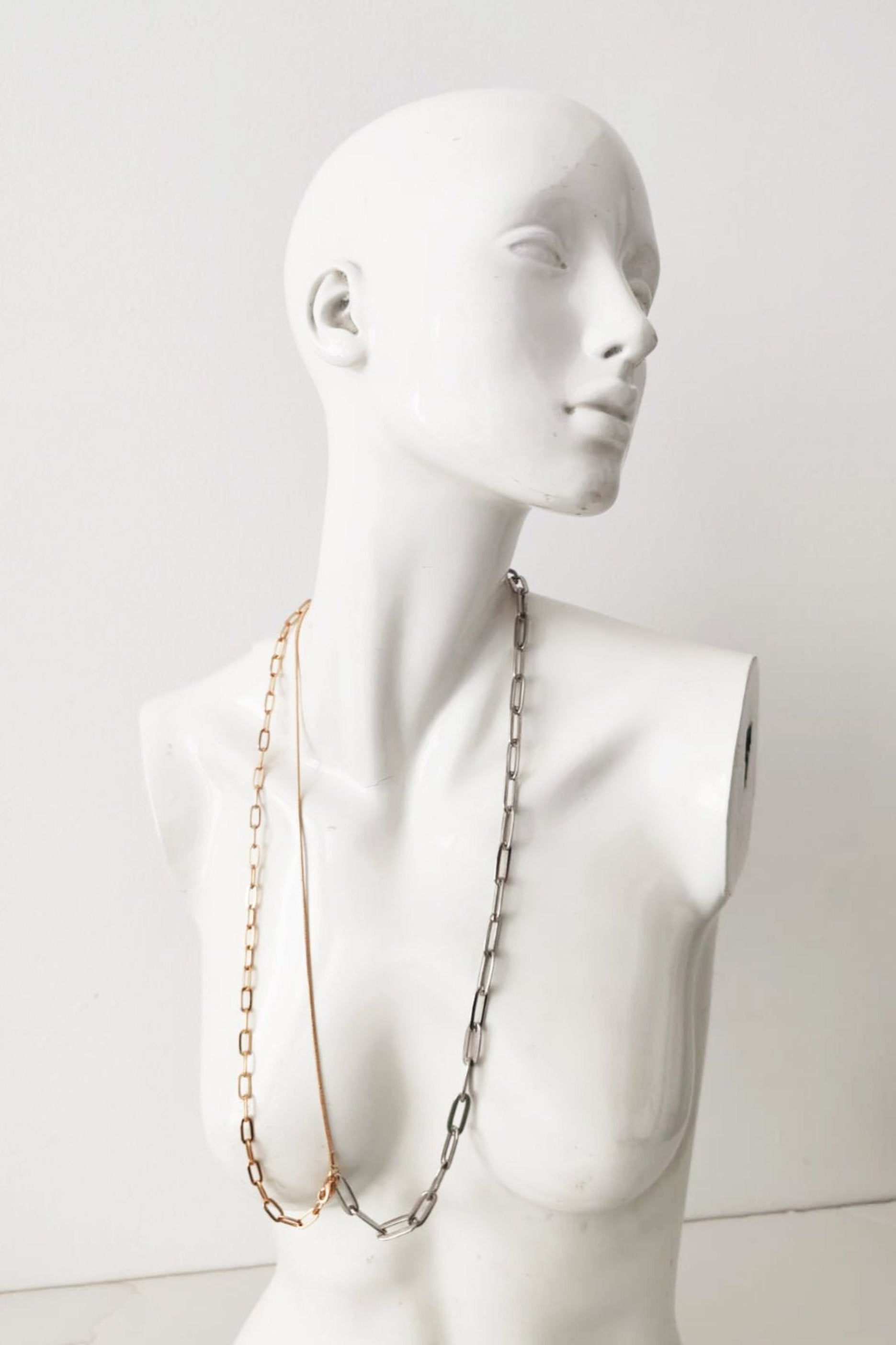 White and Gold Paperclip Necklace