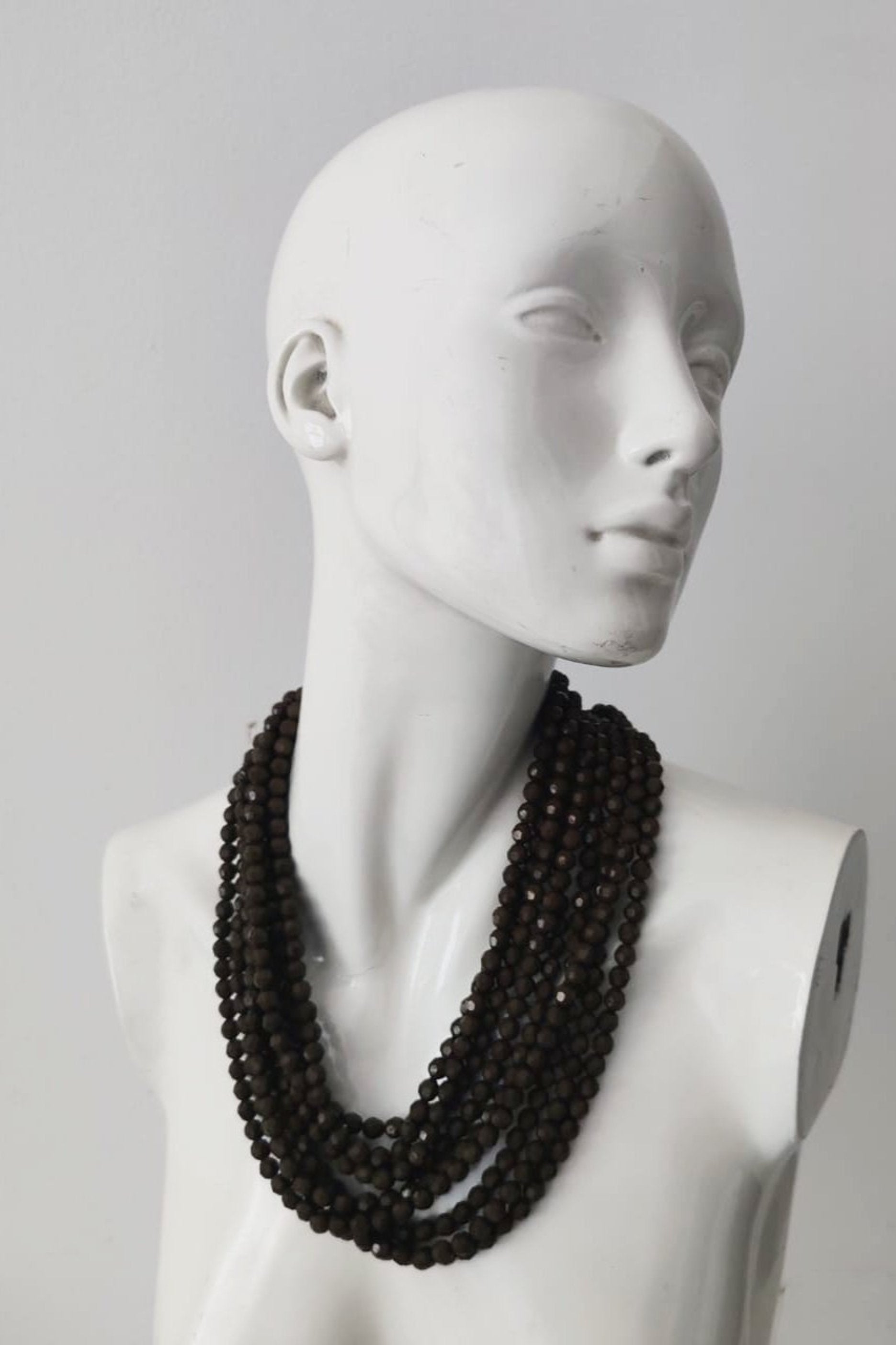 Black Beaded Layered Necklace