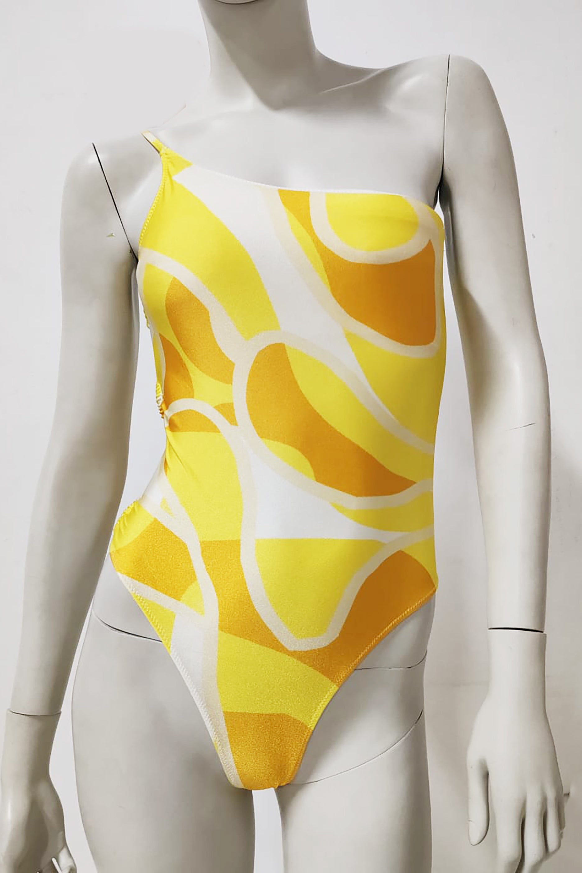 Asymmetrical Print Swimsuit