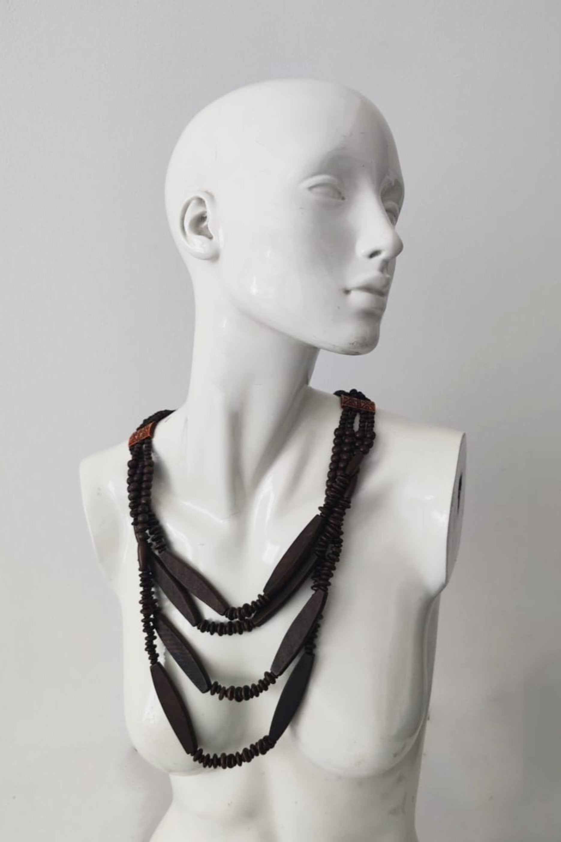 Wood Beaded Layered Necklace