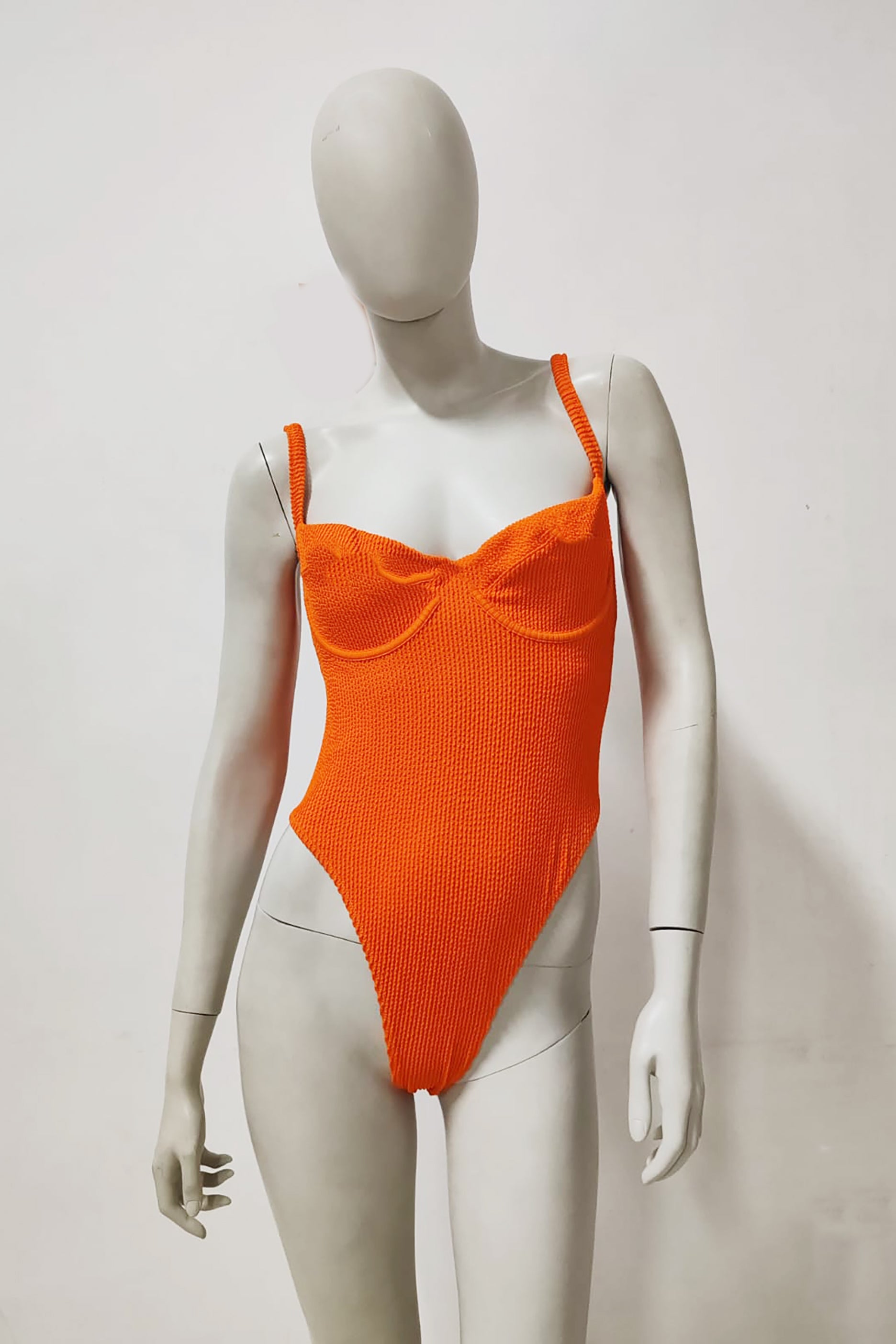 Orange Ruched Cup Swimsuit