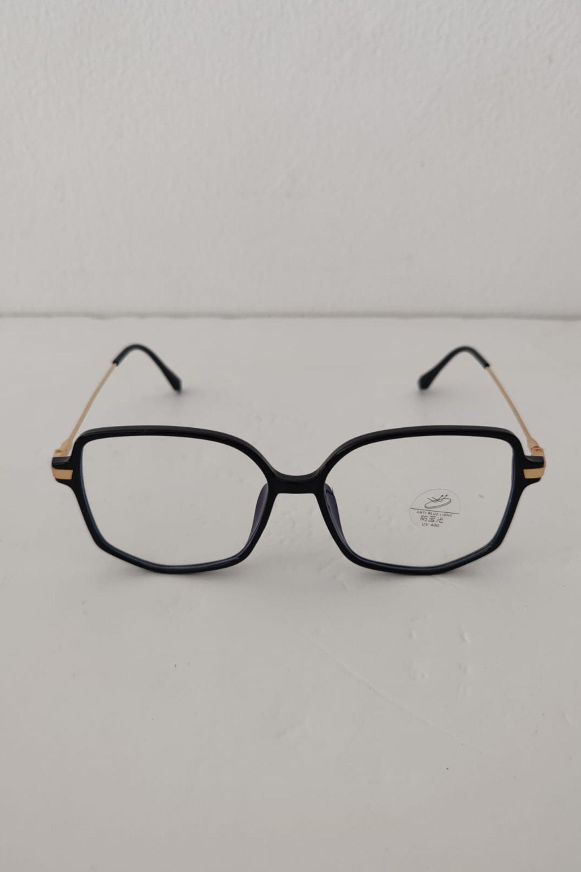 Black and Gold Frame with Clear Tinted Sunglasses