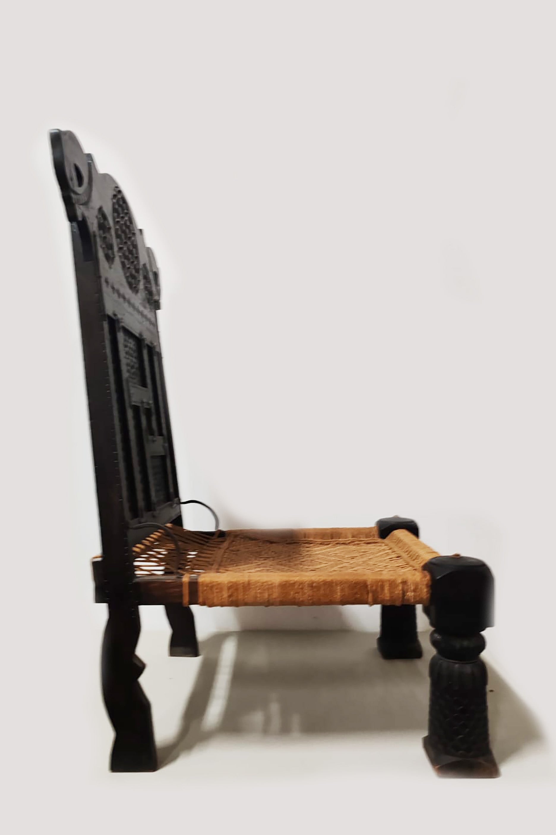 Wooden Throne Chair with Webbing