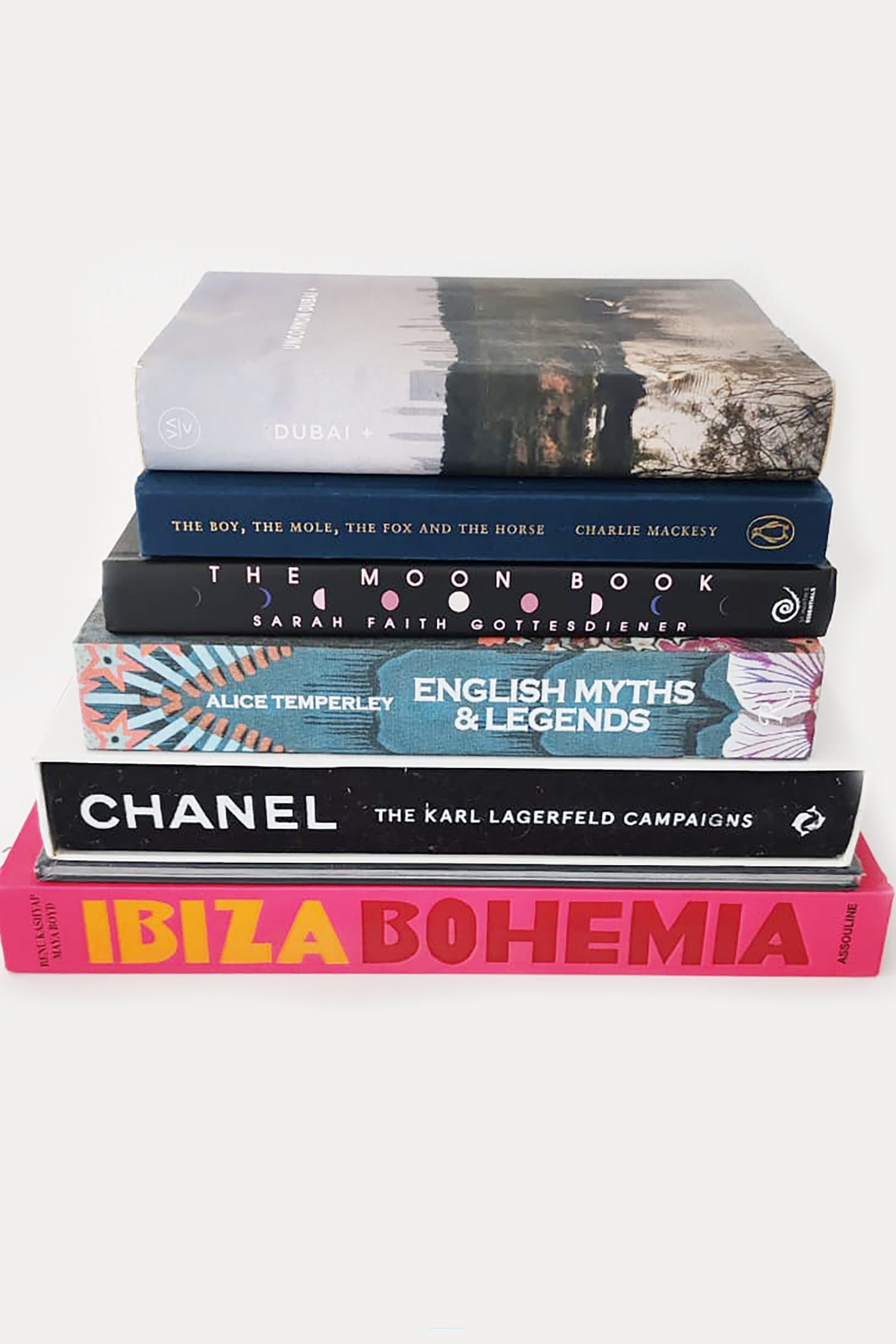 Stack of luxury fashion coffee table books