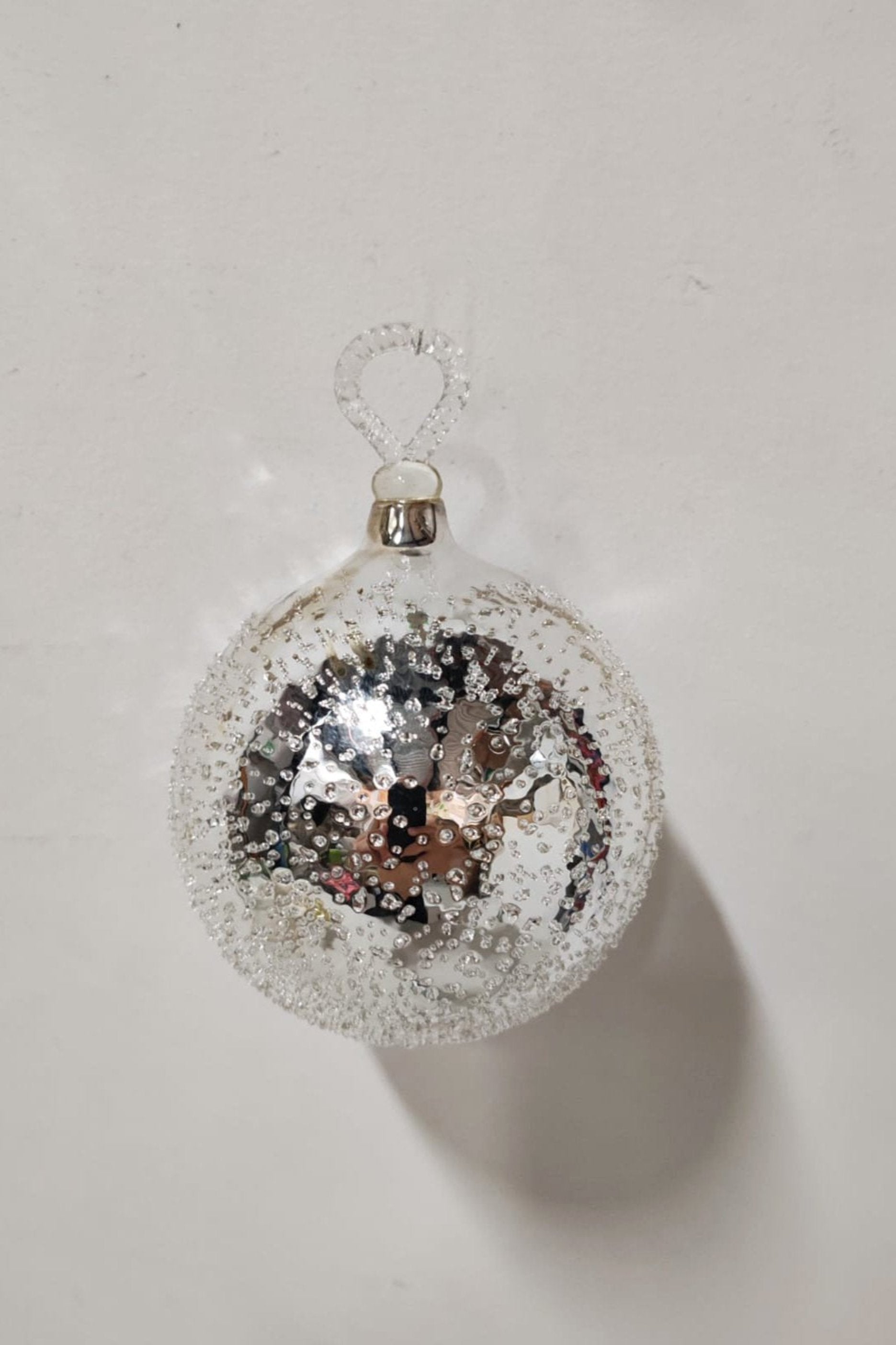 Silver Glass Ball Ornament Bauble