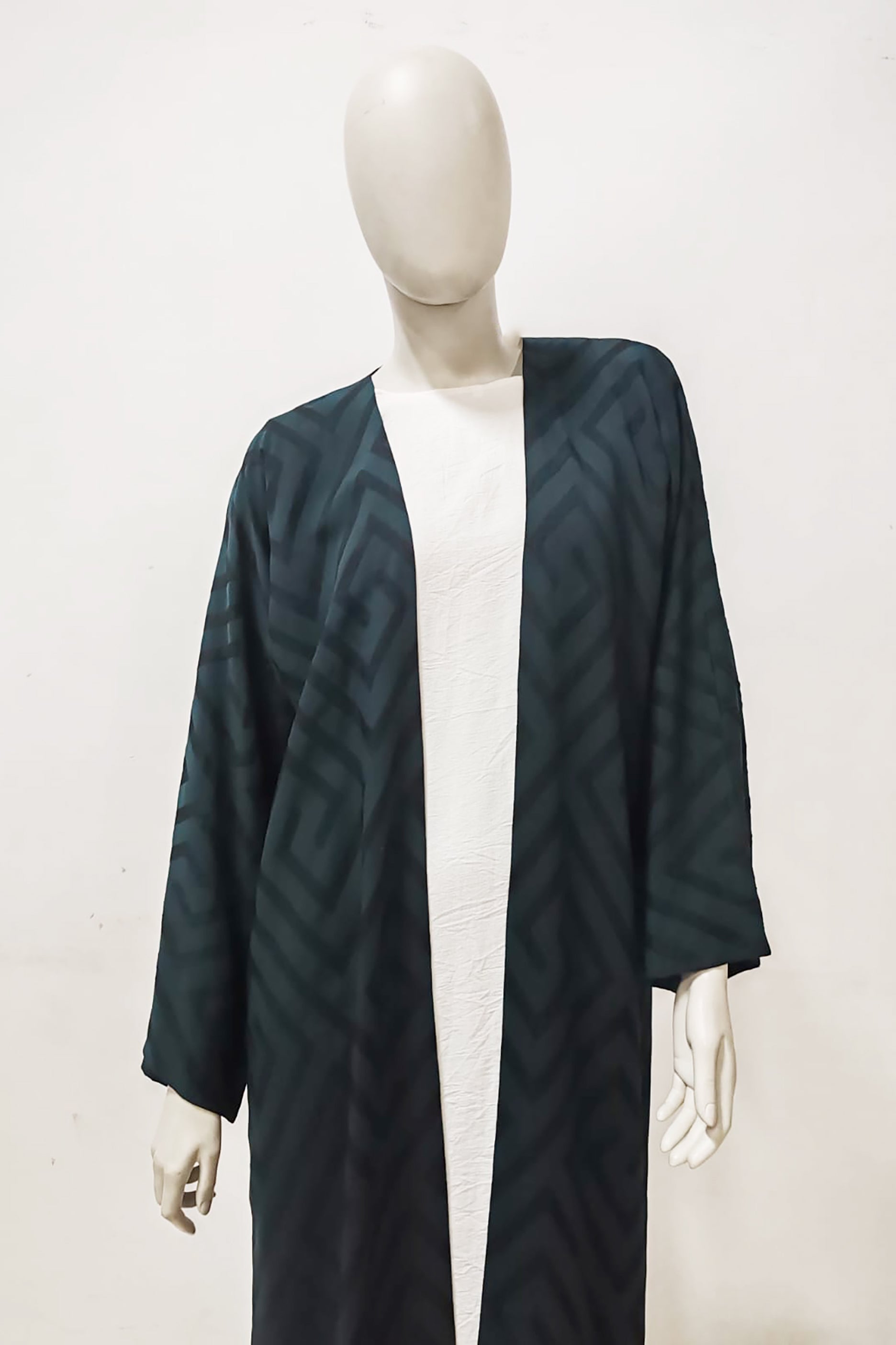 Dark Green Abaya with Print Design