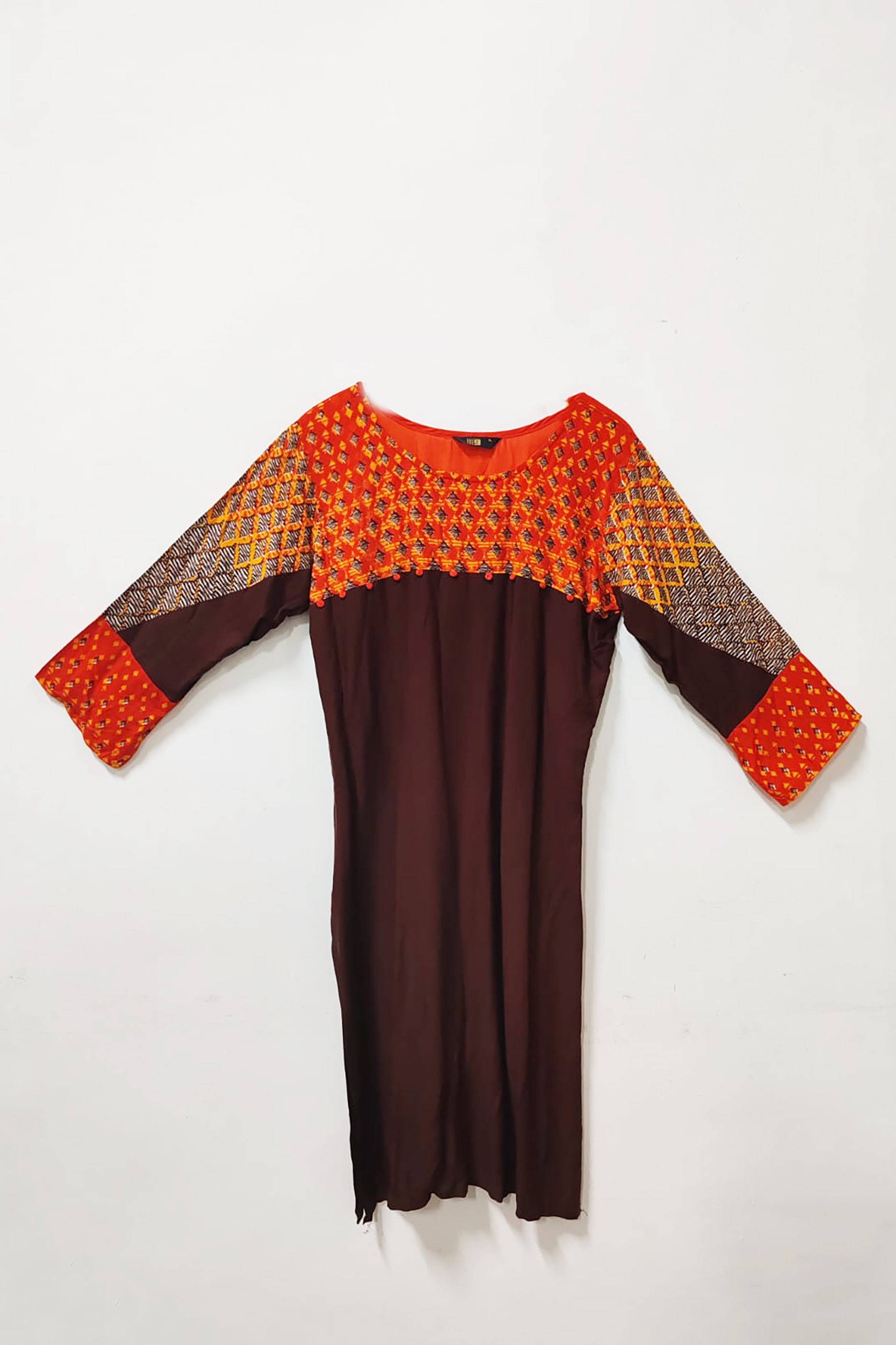 Orange Abstract Design Kurta