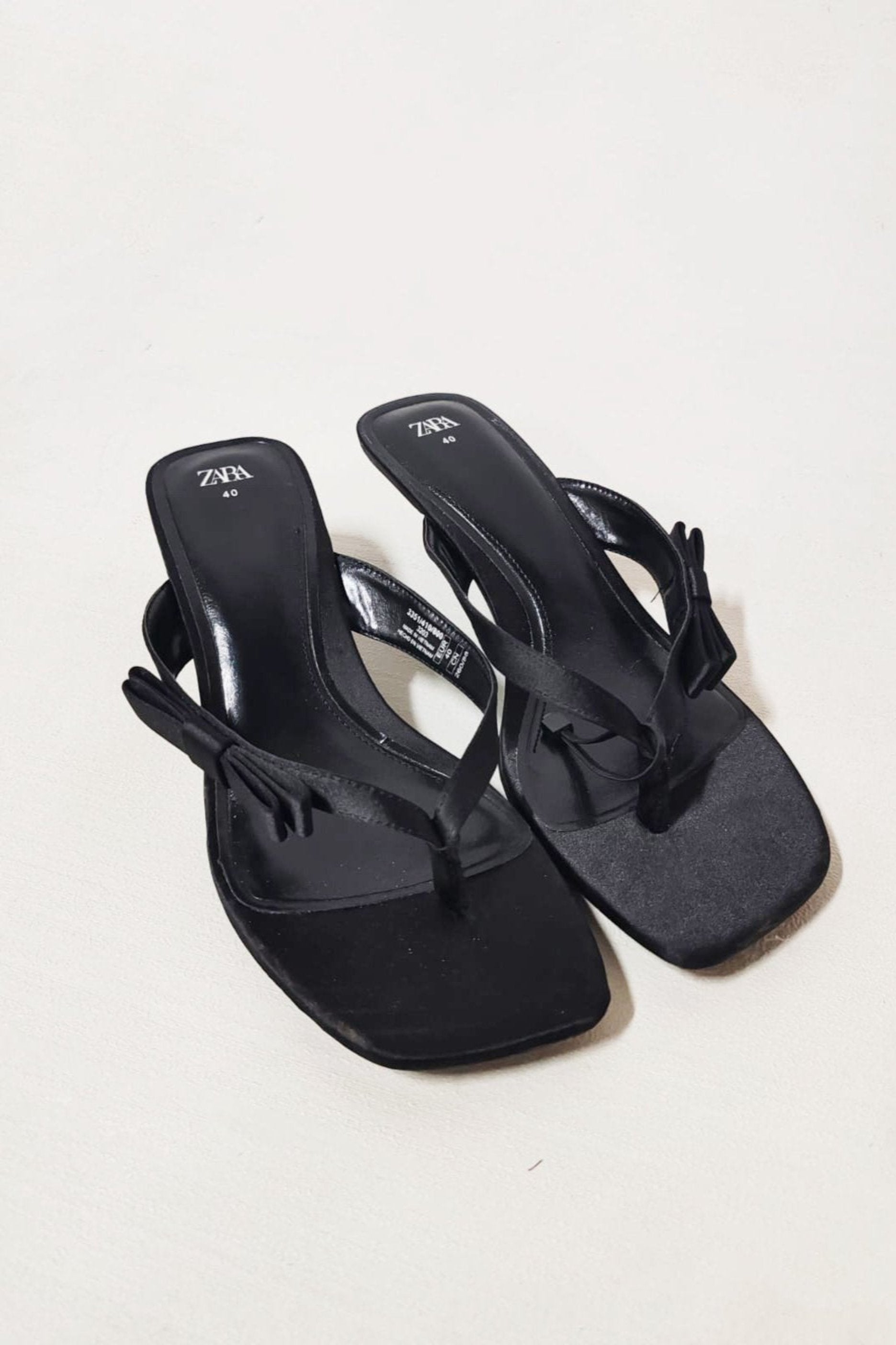 Black Thong Mid Heel Sandals Eu40