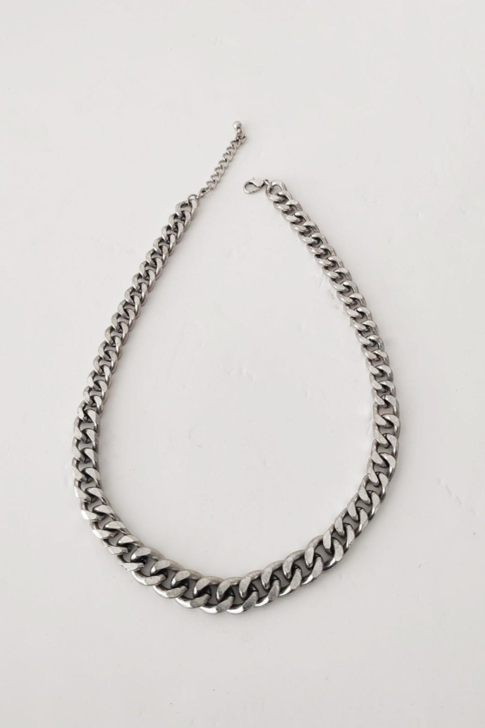 Silver Steel Chain Necklace