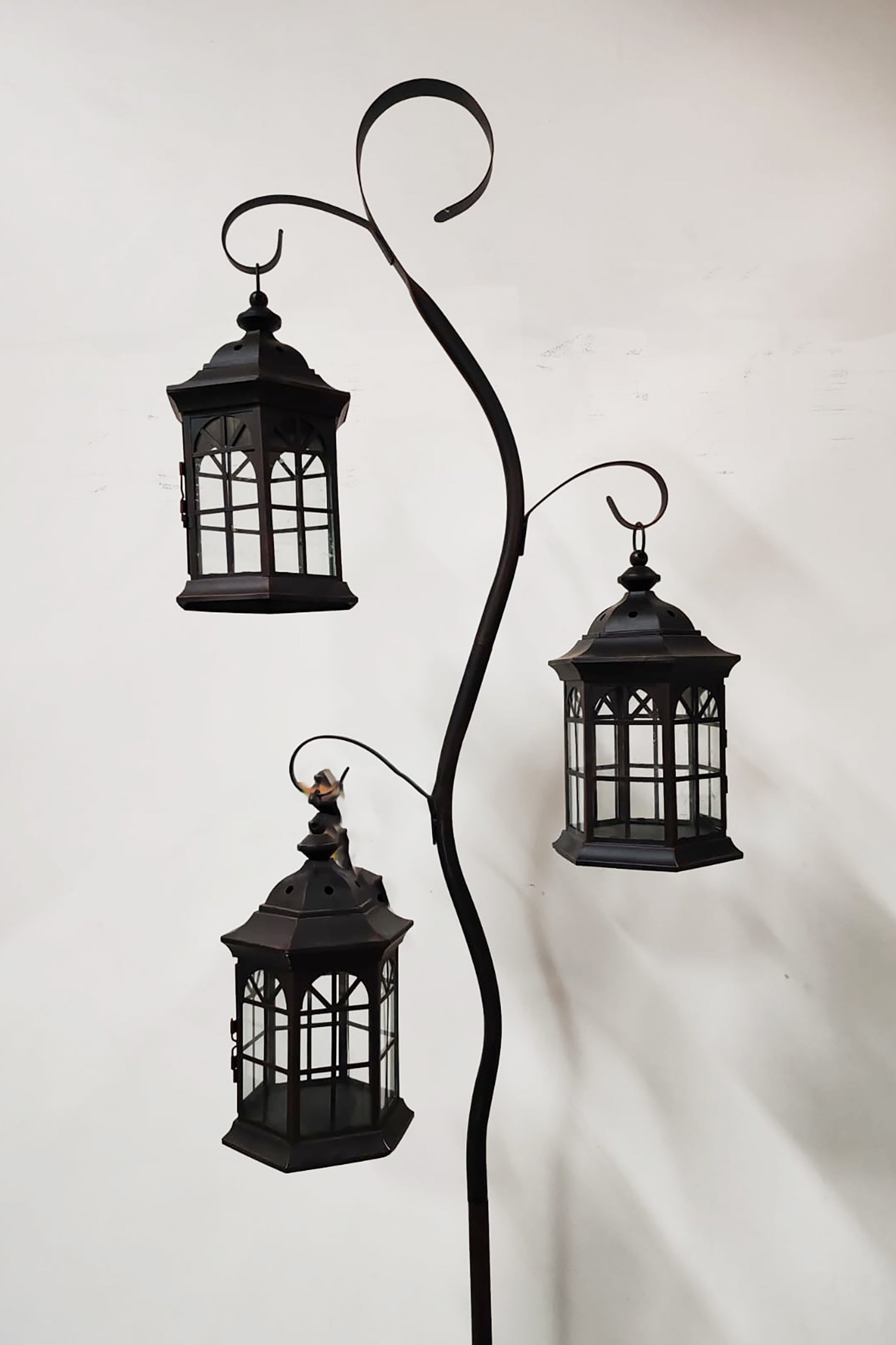 Black Scroll Candle Lantern Tree