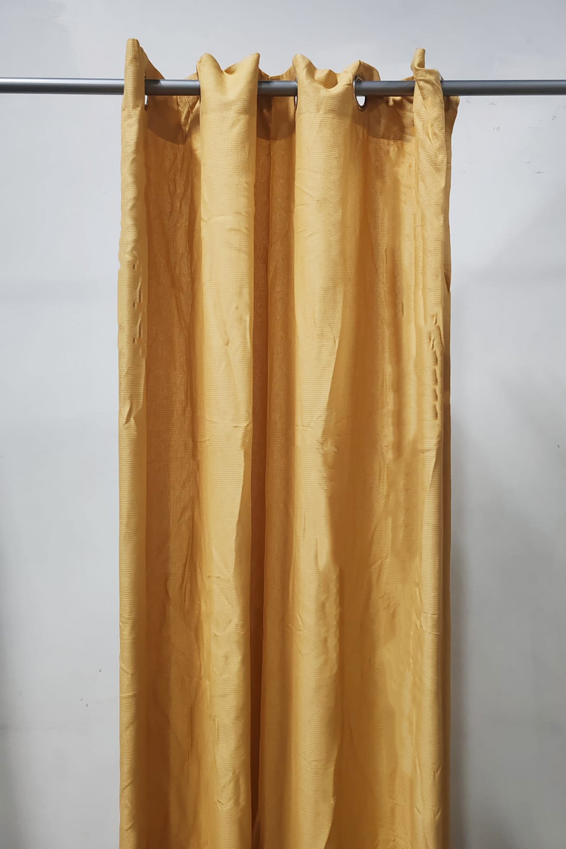 Yellow Polyester Long Curtains (1pair/2pcs)