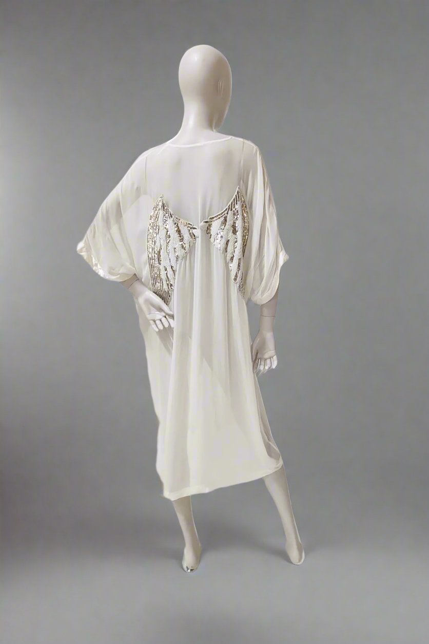 White Summer Kaftan Satin Dress