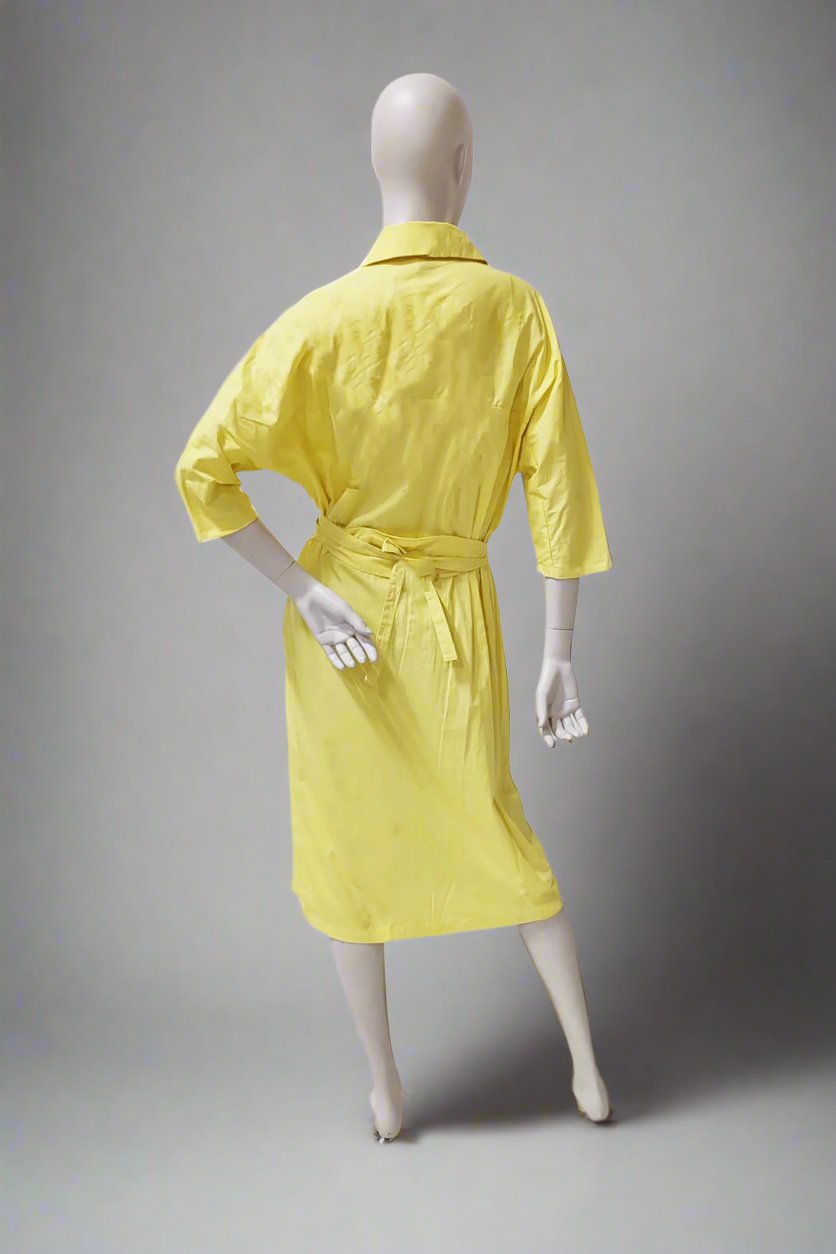 Yellow Cotton Shirt Dress