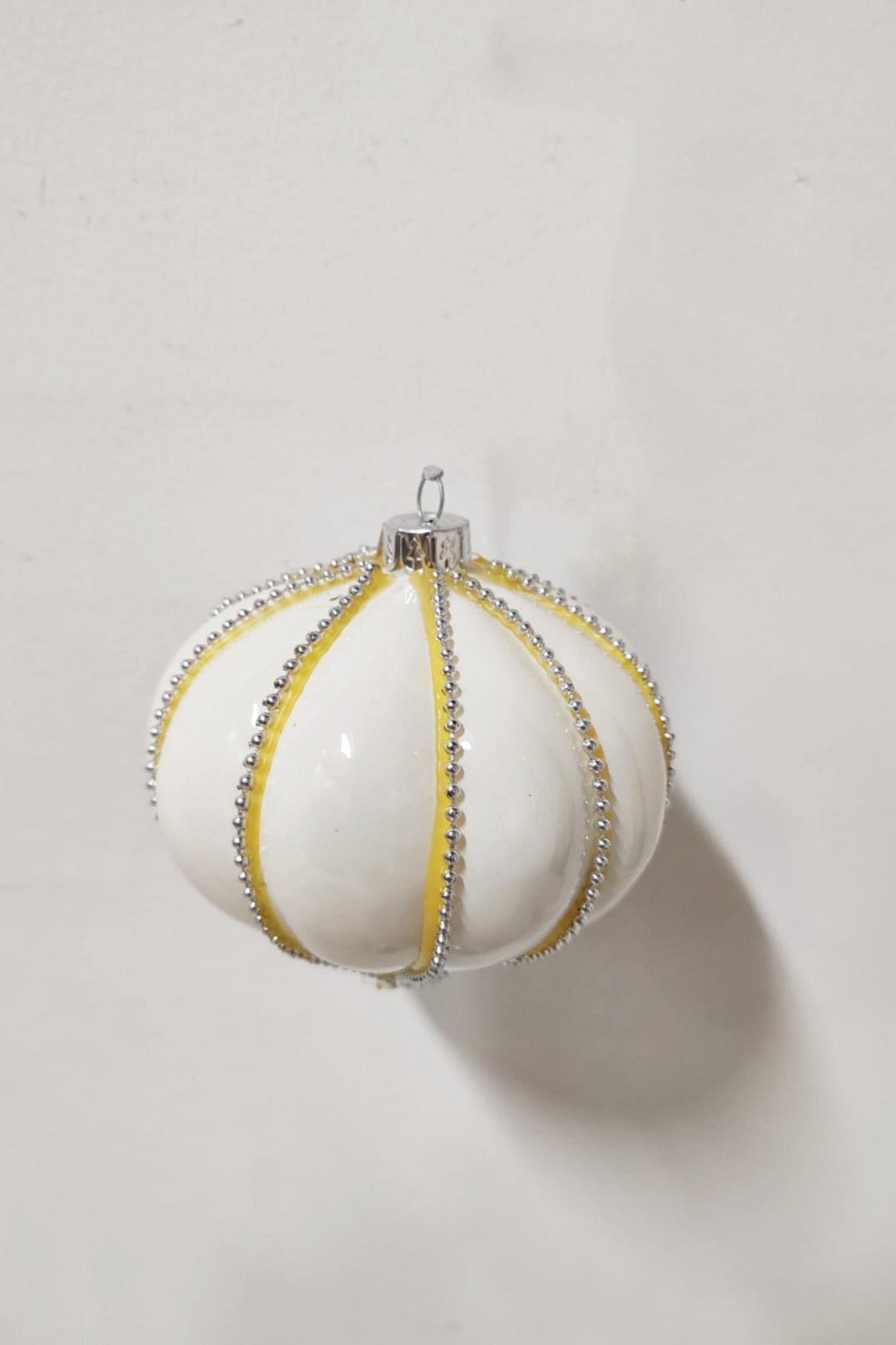 White and Silver Glass Ornament