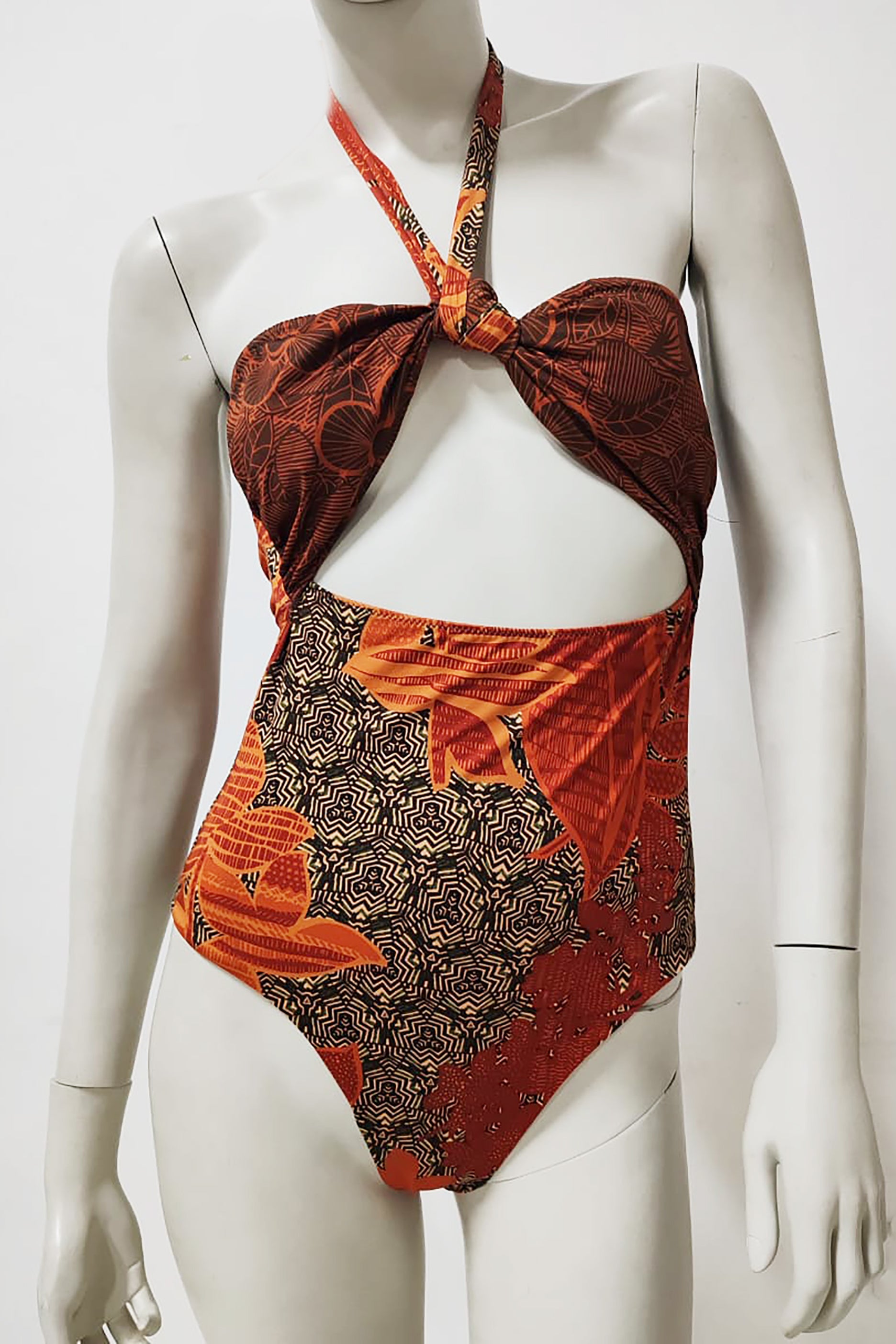 Burnt Orange Design Swimsuit