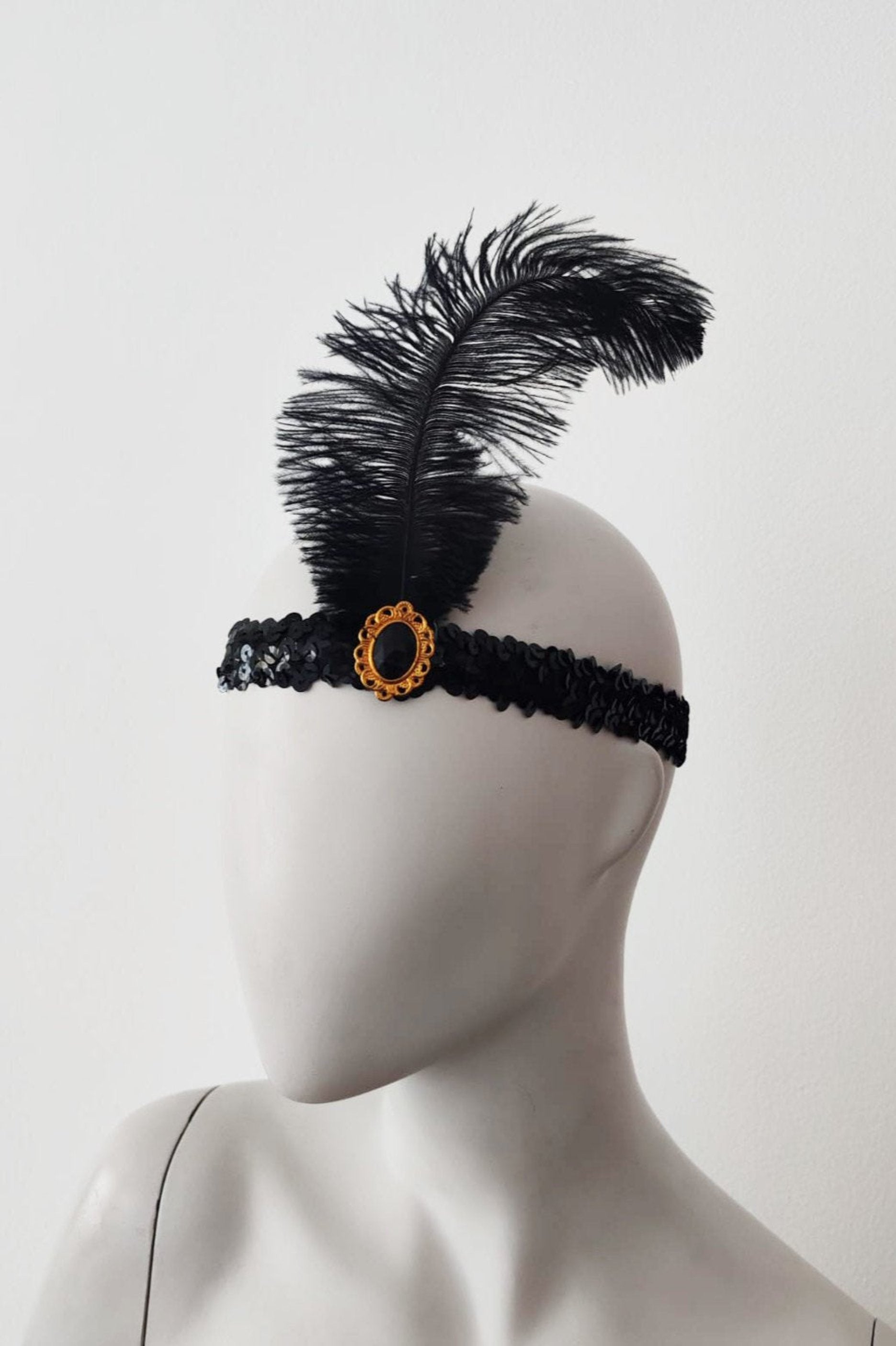 Flapper Headband with Feather Designed