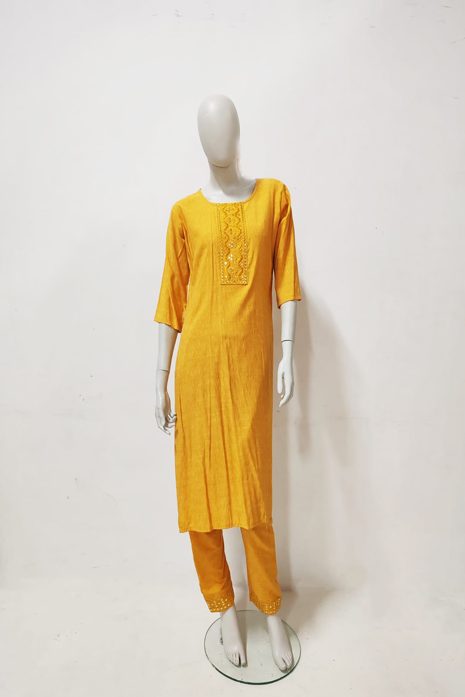 Mustard Color With Embroidery Kurta Set