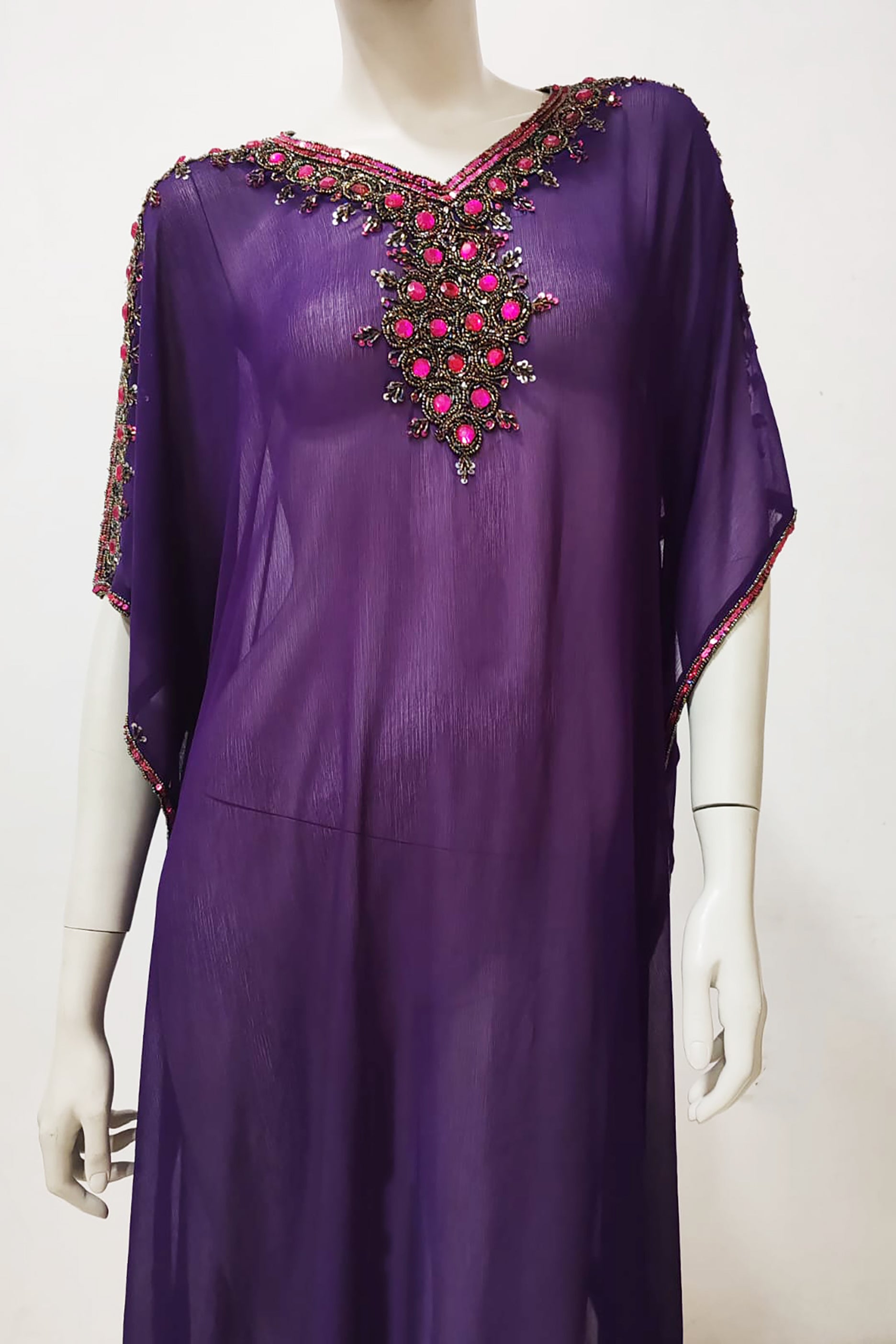 Oversized Violet Kaftan with Embroidery