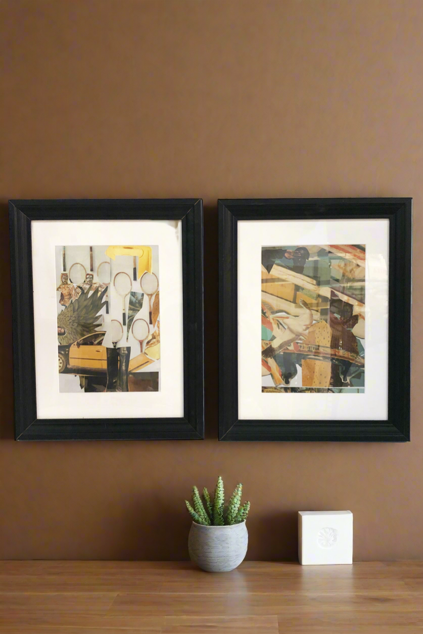 Set of two framed artworks