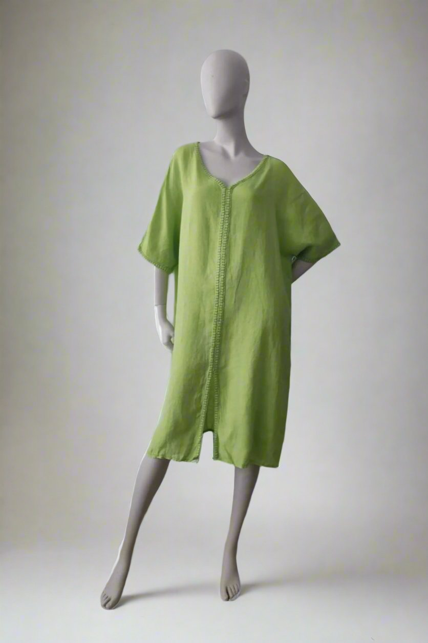 Green linen beach kaftan