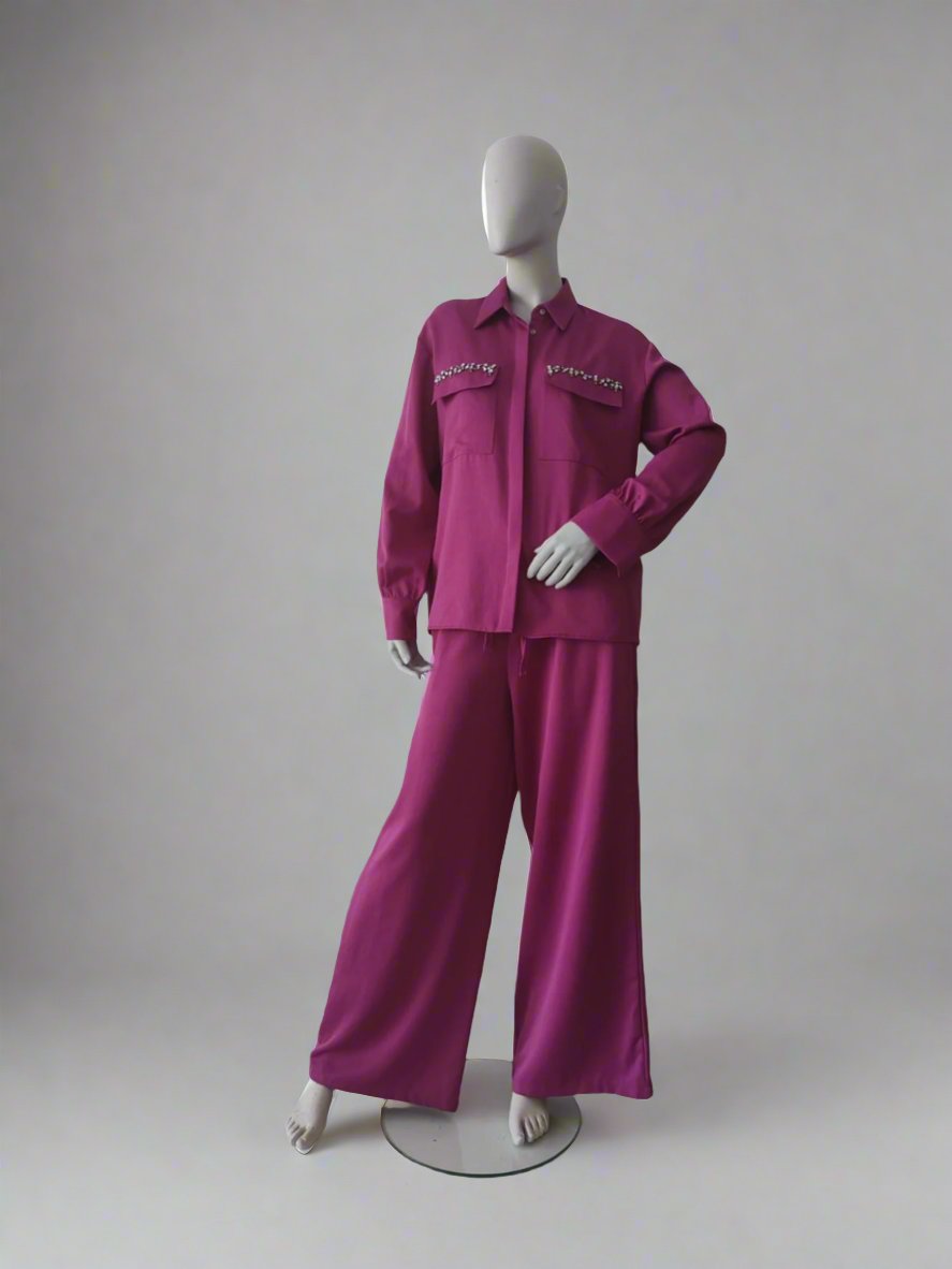 Fuchsia Purple Top and Trousers Set (Eu40)