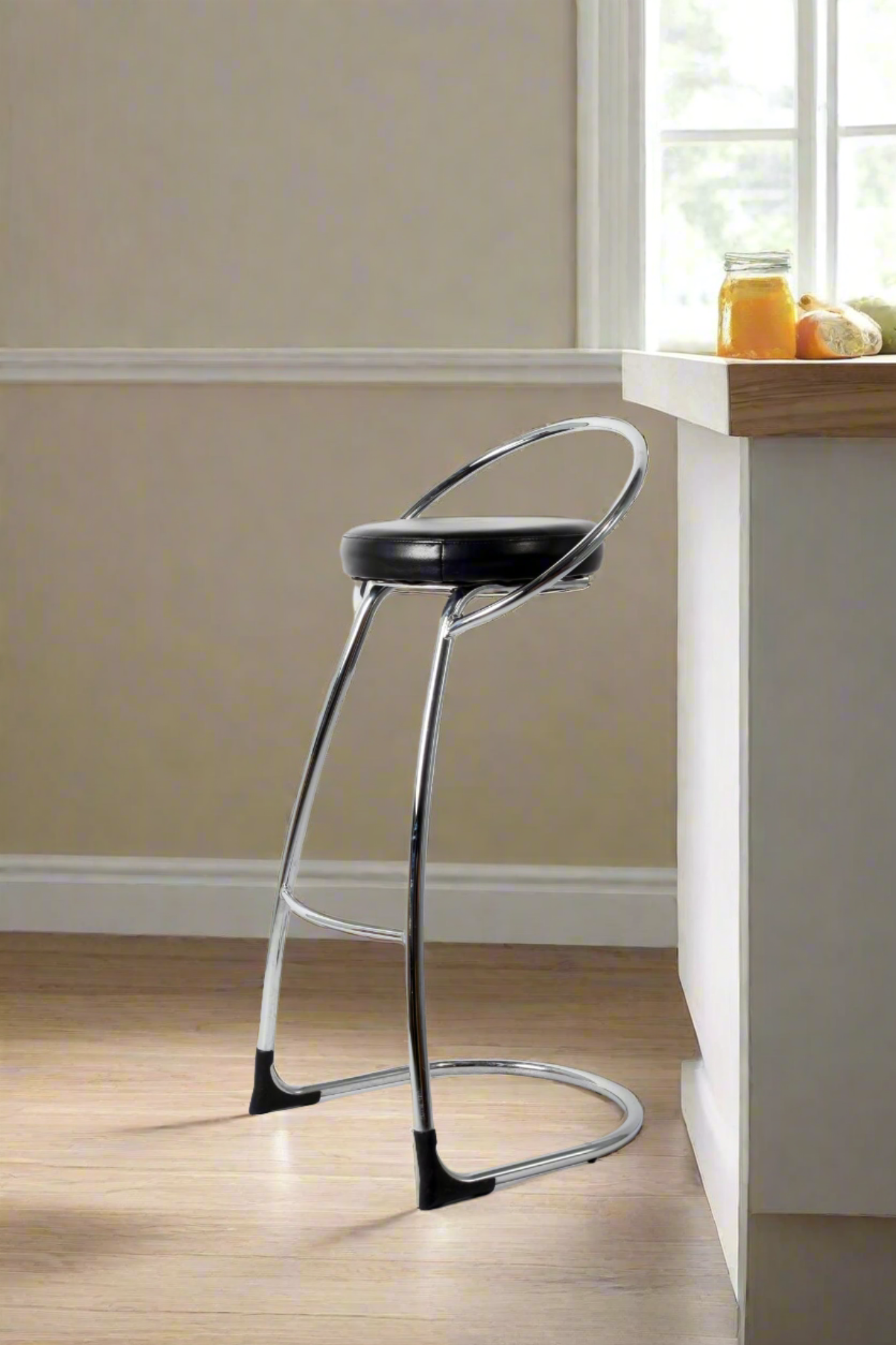 Black & Chrome Bar Stool (2 pieces available)