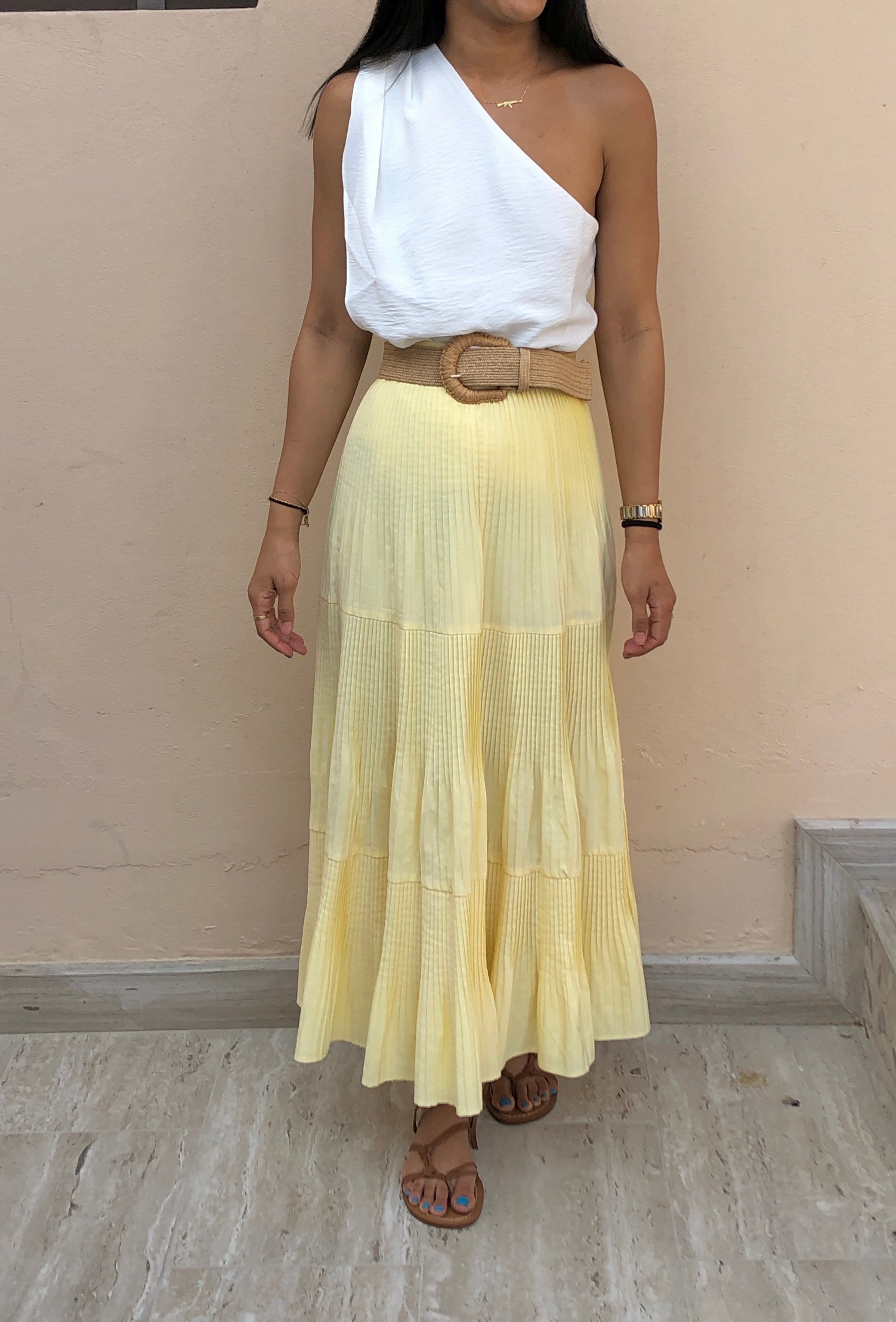 Yellow Pleated Skirt