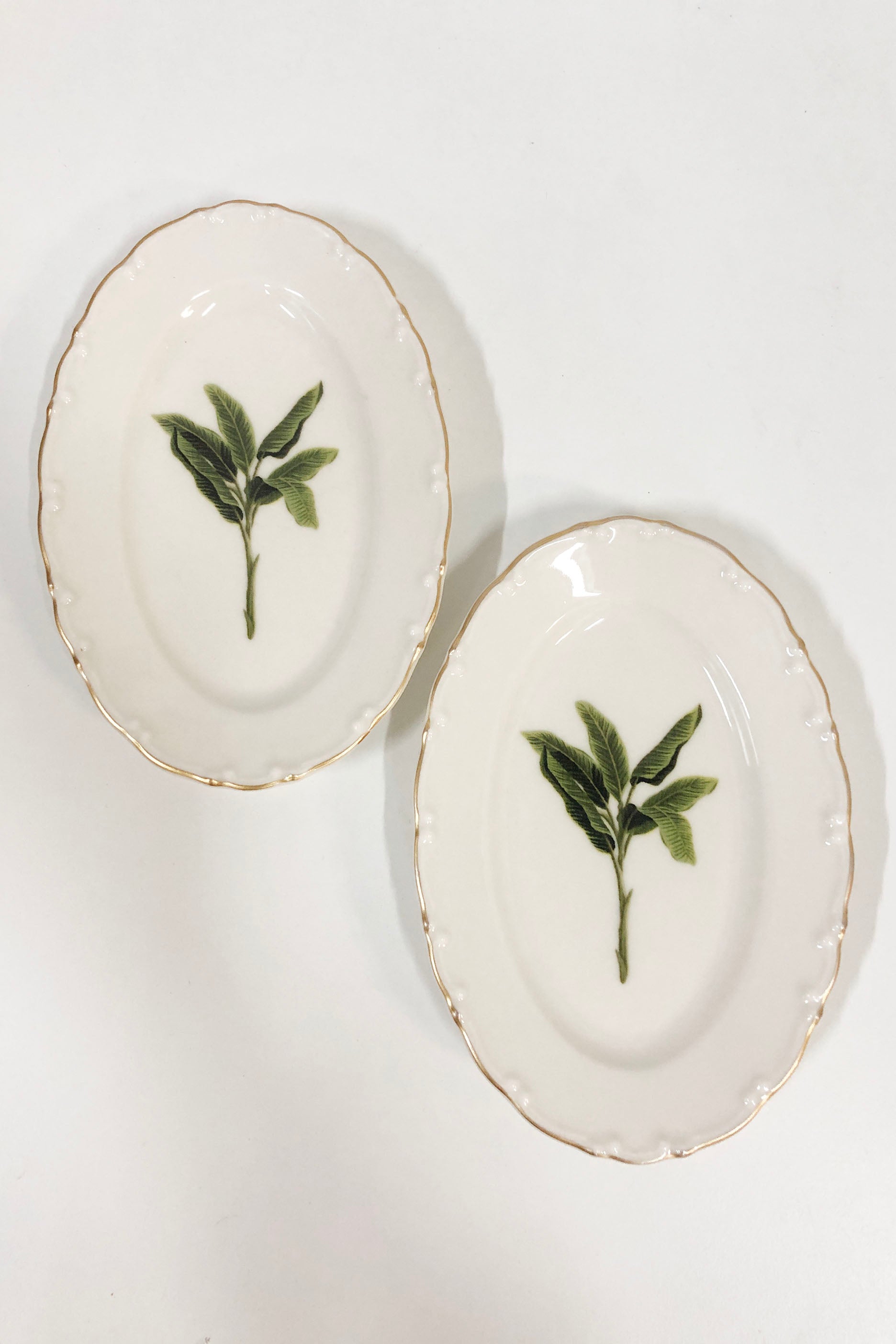 White China and Palm Leaf Dinner Set