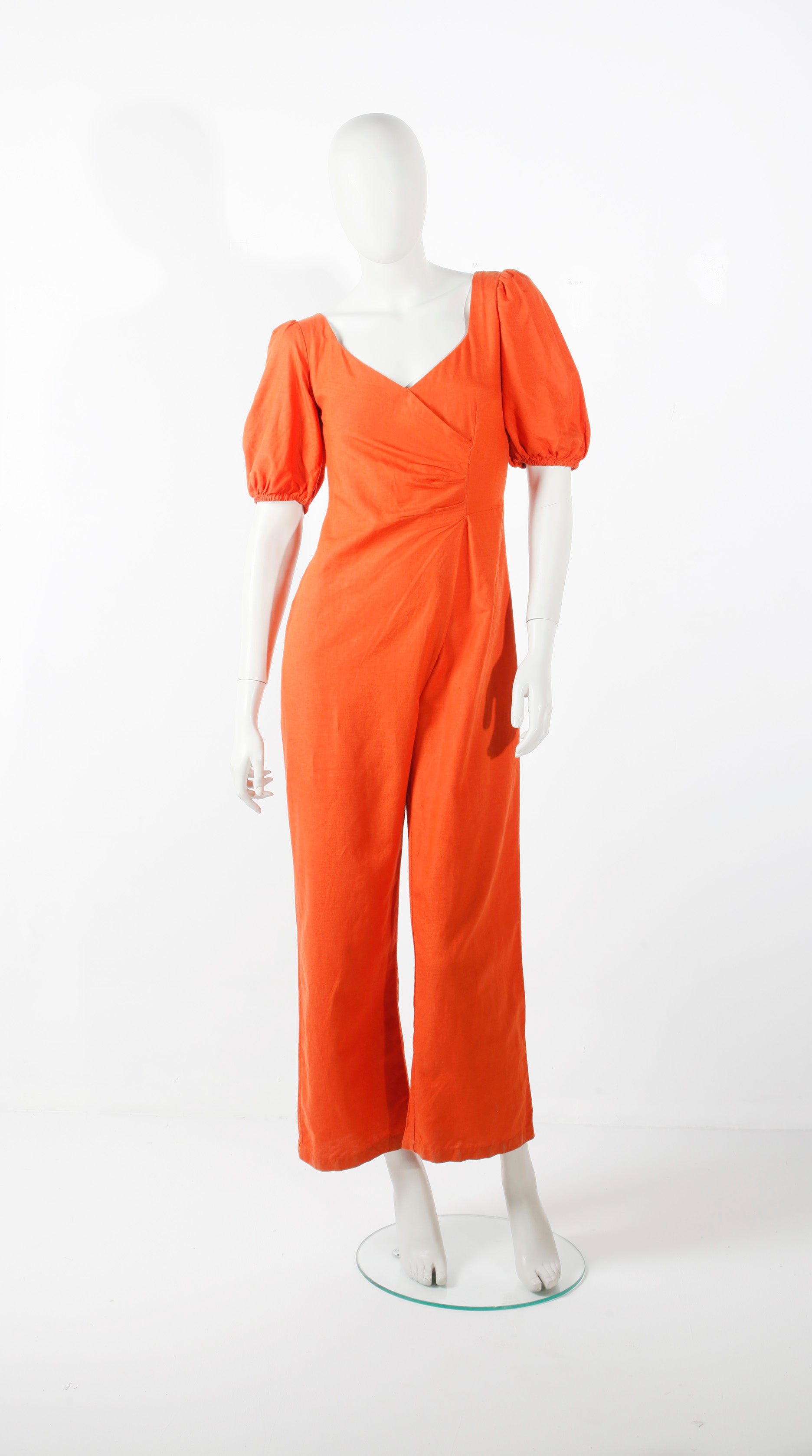 Orange Cotton Jumpsuit ( Small )