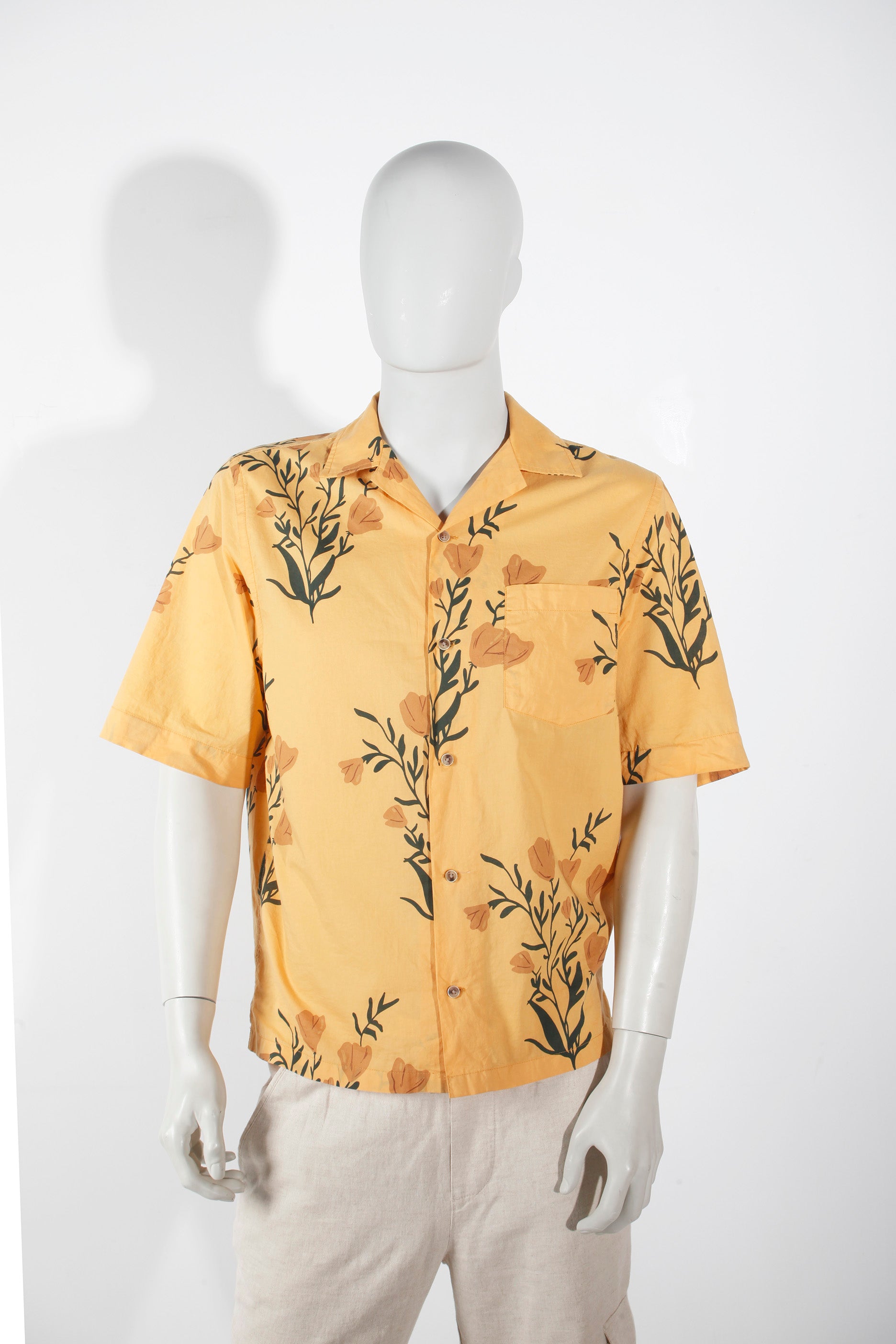 Mens Yellow Print Shirt (Small)
