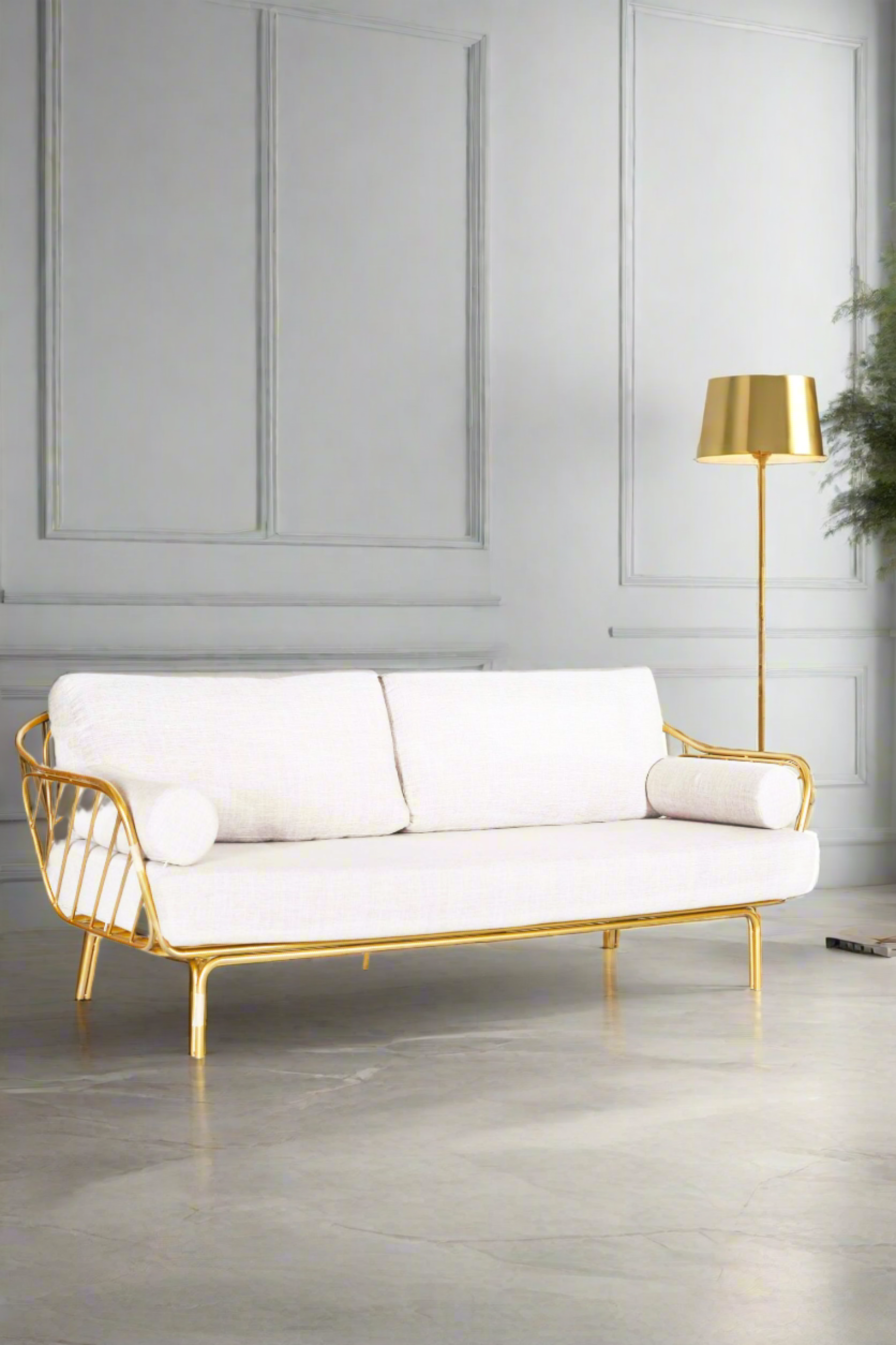 Modern Sofa with Brass Frame