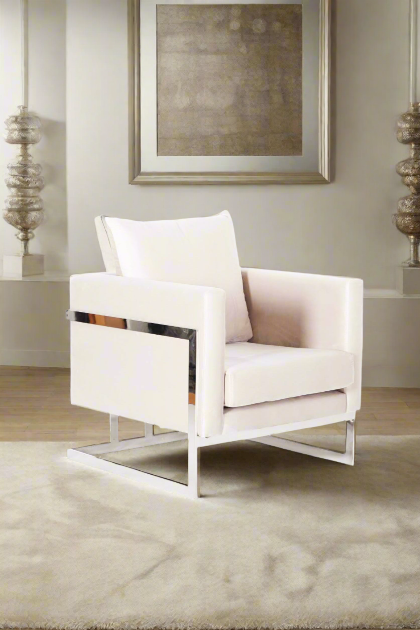 Luxe Blush/Beige Suede Armchair