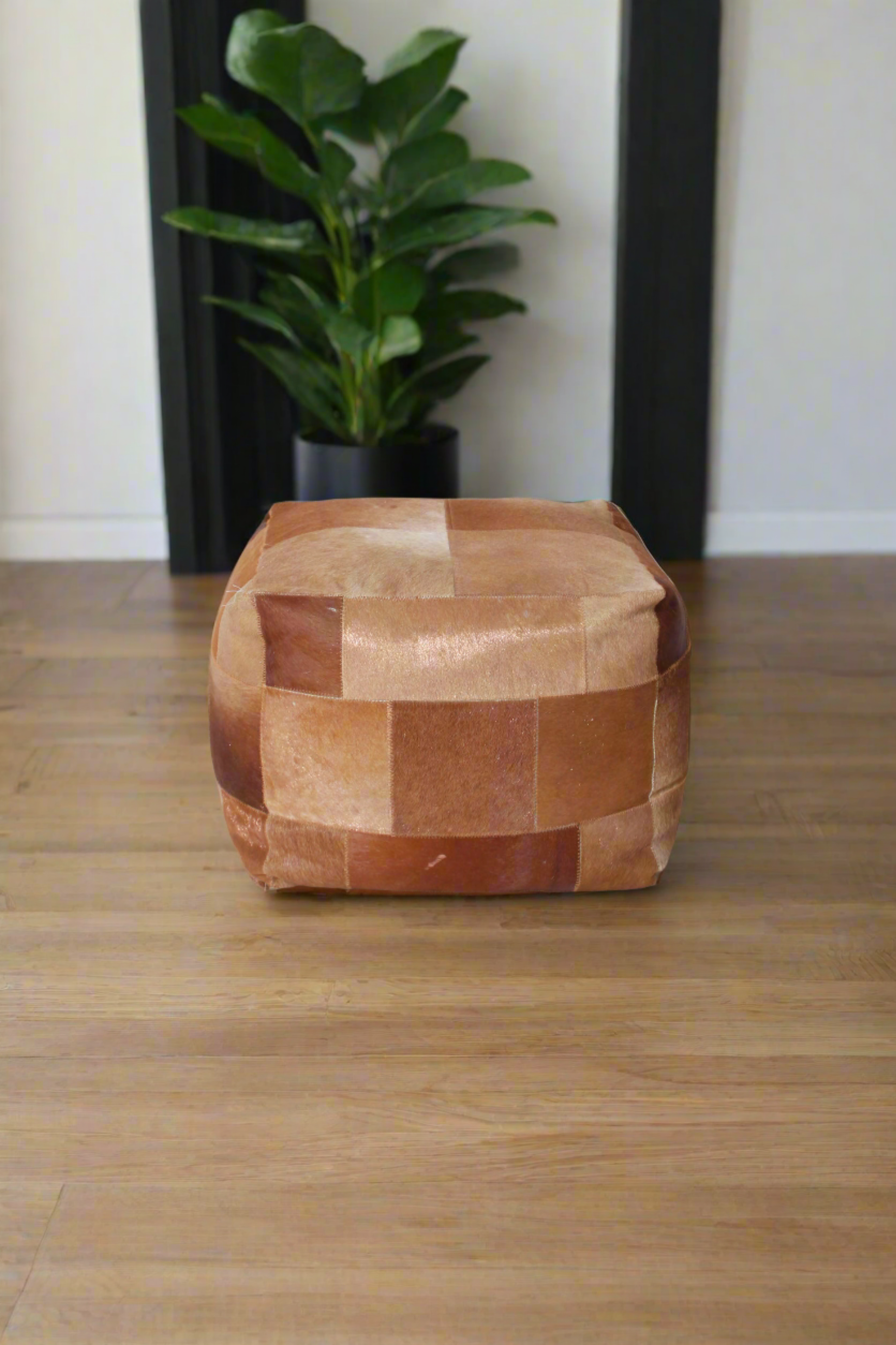 Patchwork Leather Pouf