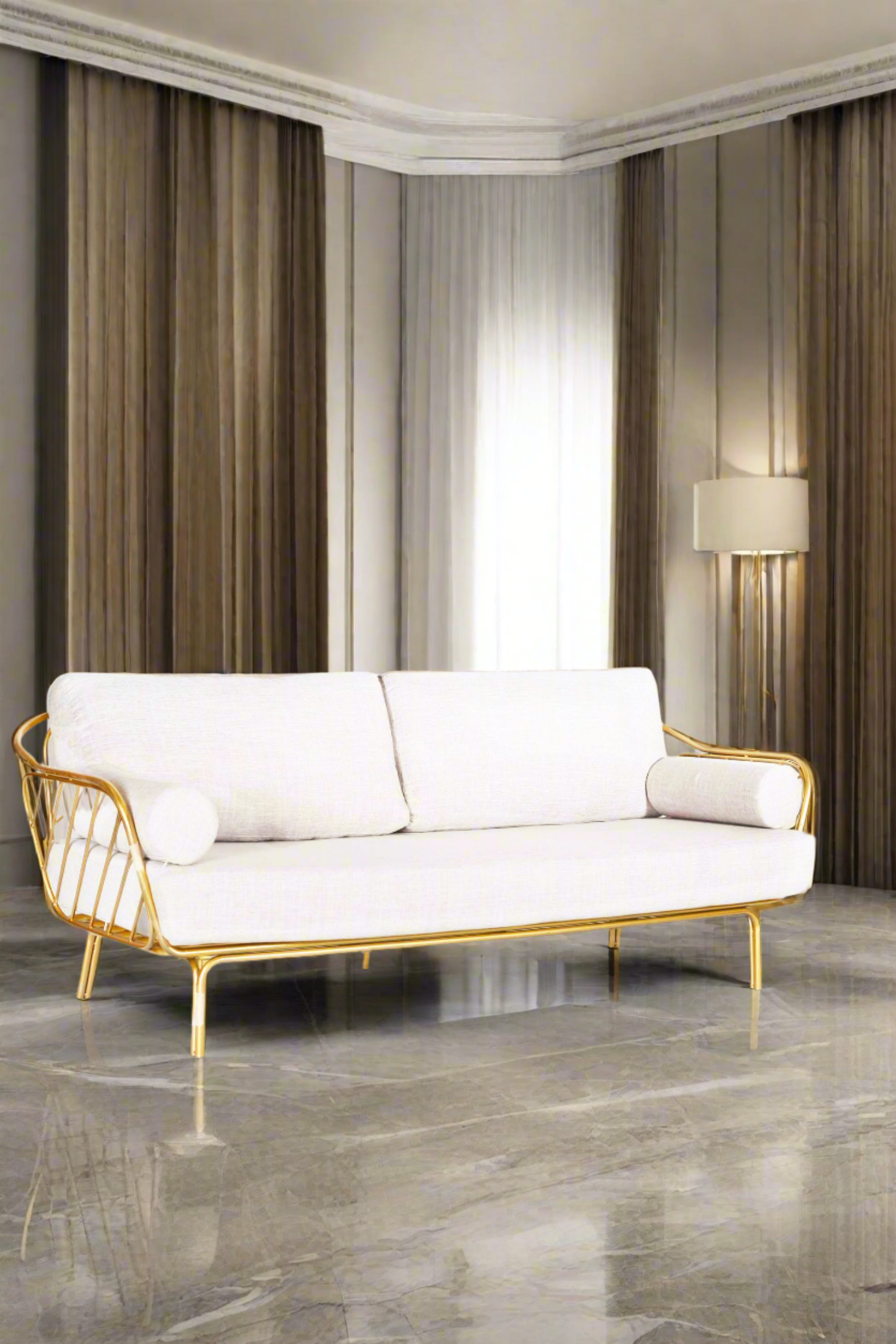 Modern Sofa with Brass Frame