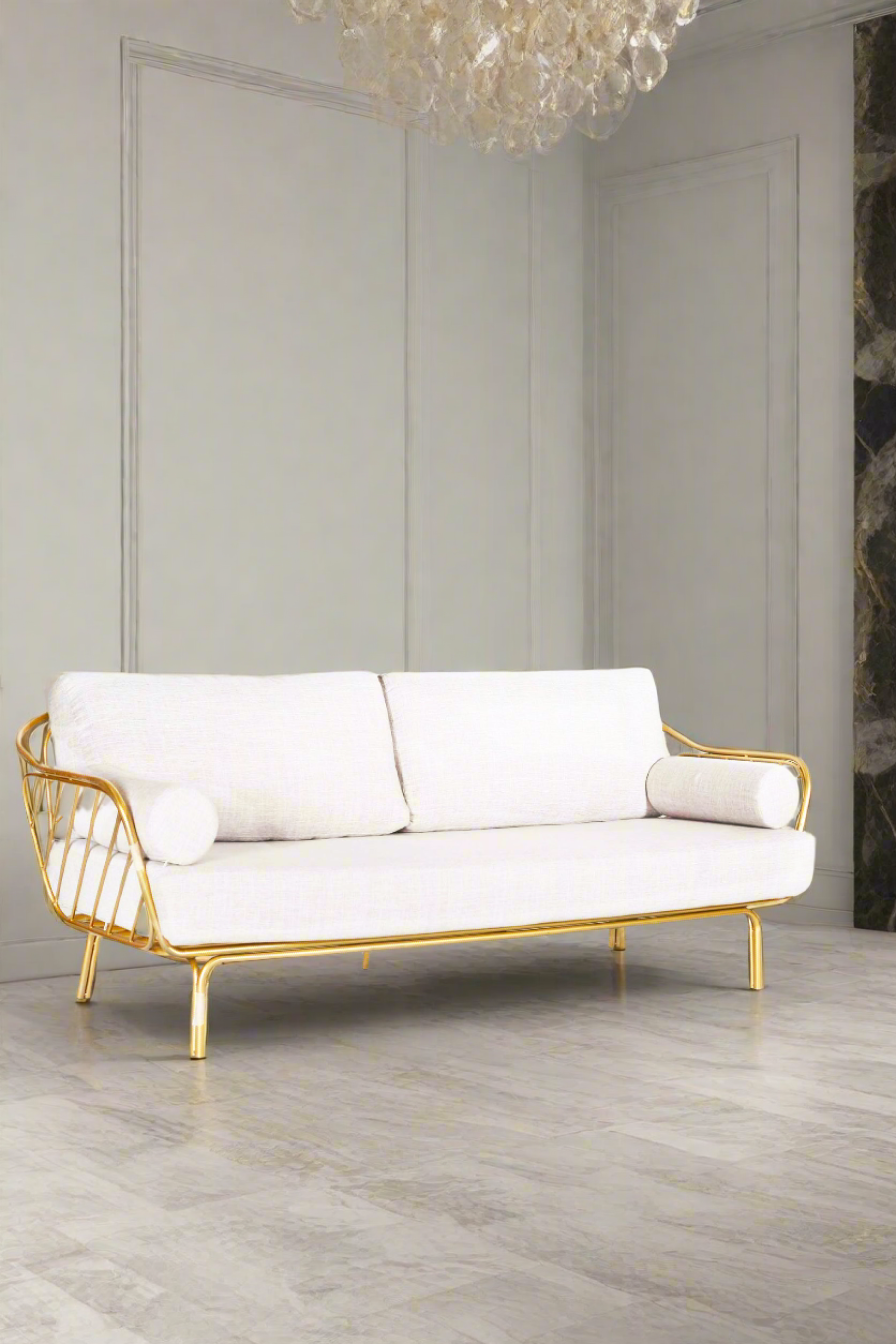 Modern Sofa with Brass Frame