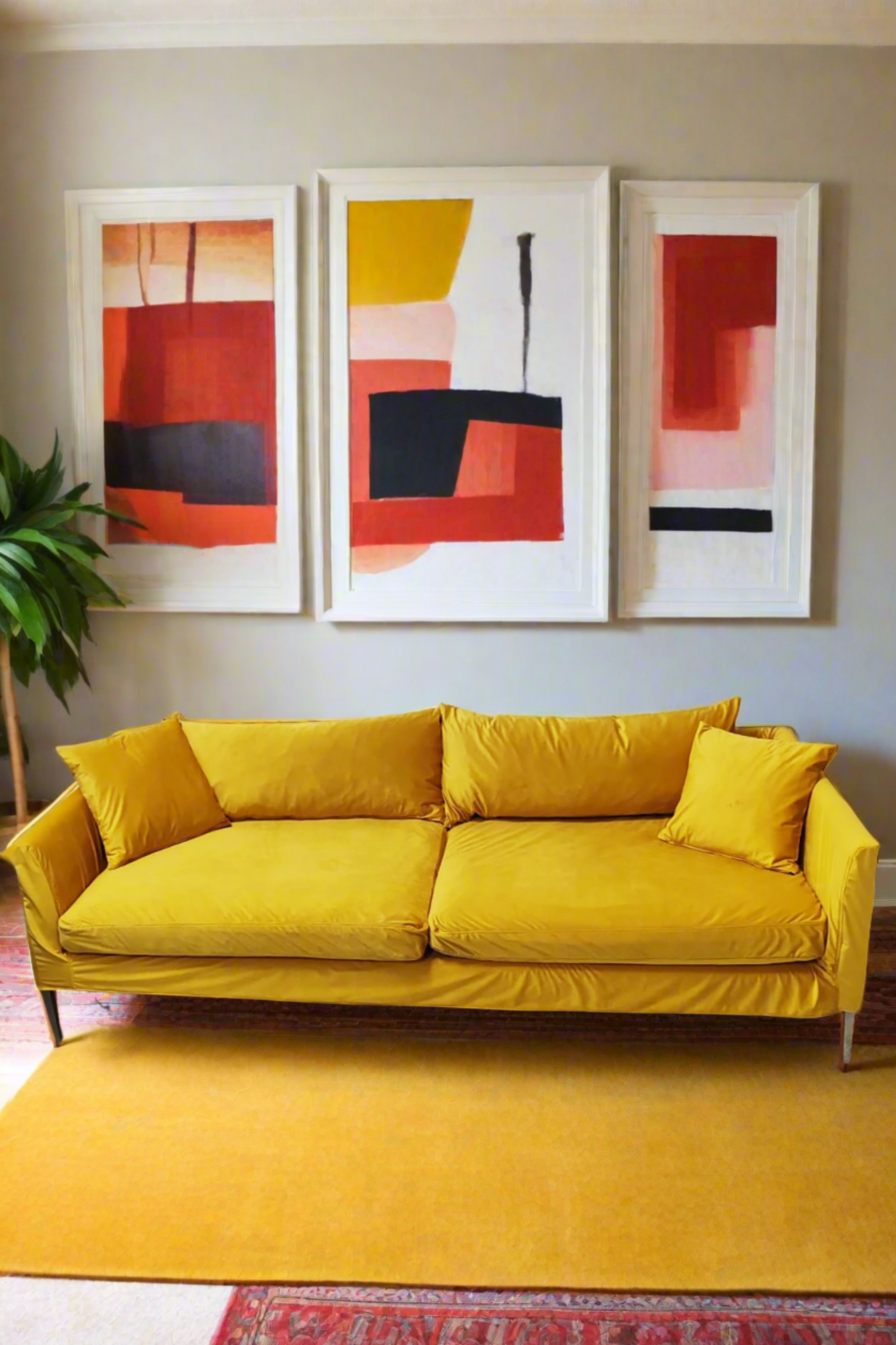 Mustard Yellow Velvet Sofa