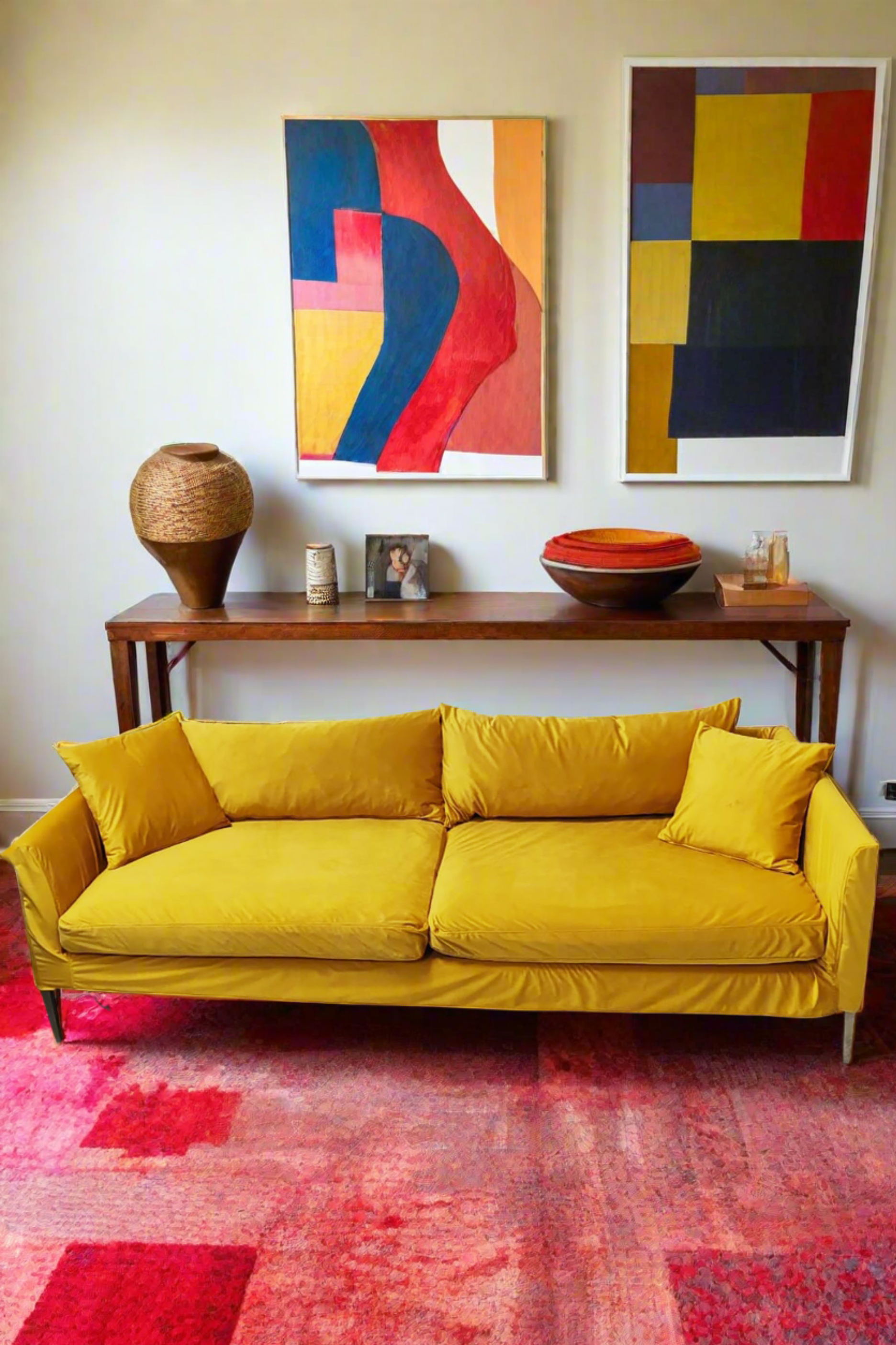 Mustard Yellow Velvet Sofa