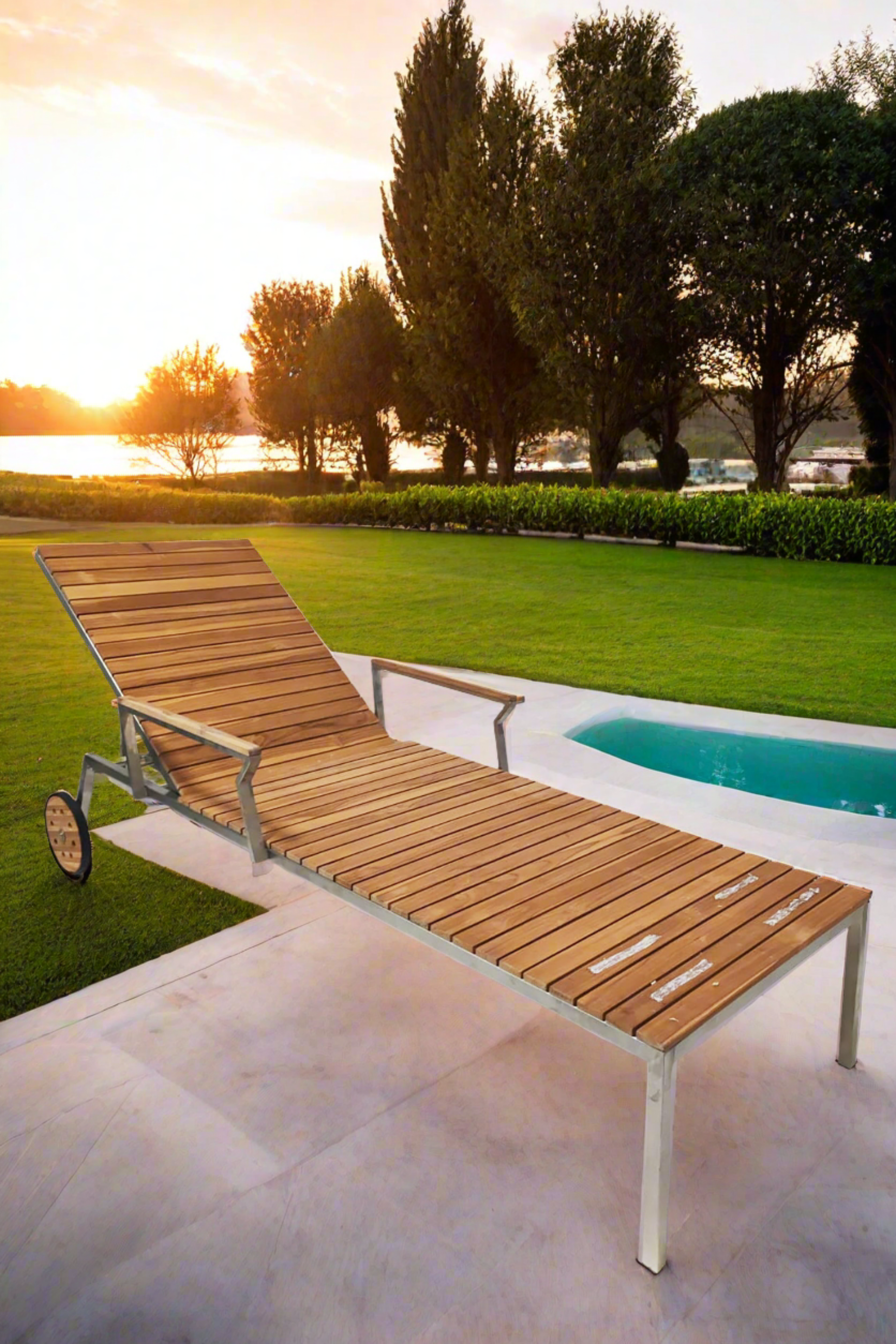 Wooden sunlounger