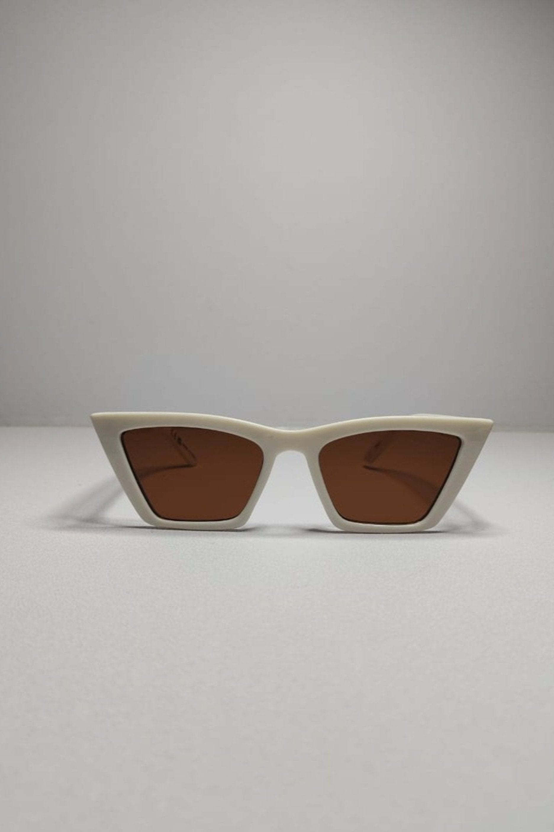 White Frame Cat Eye Sunglasses with Brown Lens