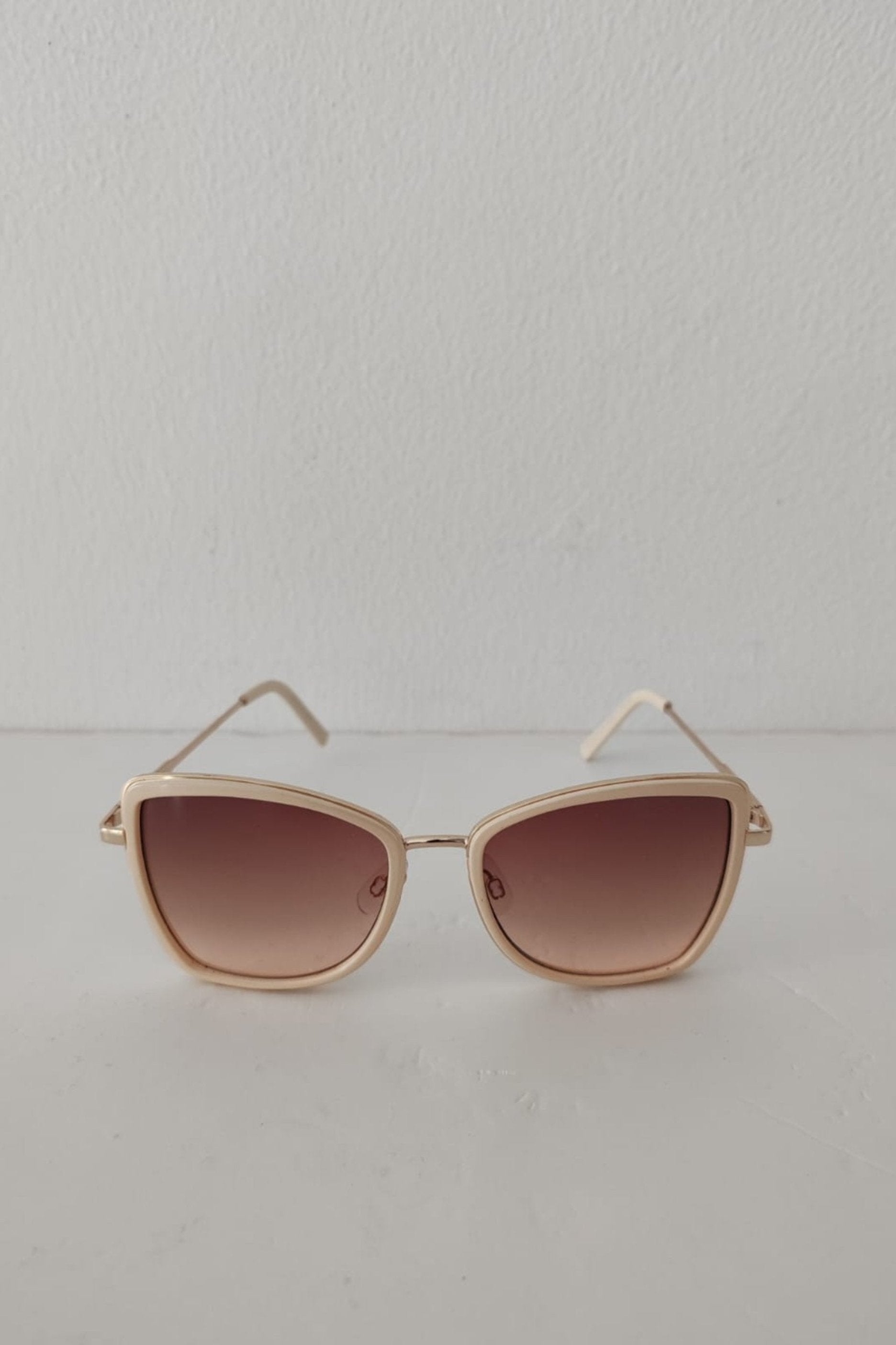 Oversized White Frame with Brown Tinted Sunglasses