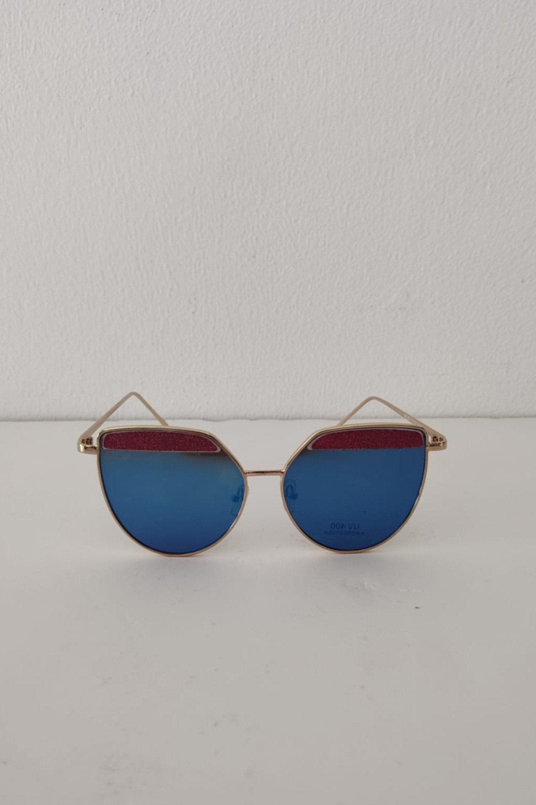 Oversized Silver Frame with Blue Tinted Sunglasses