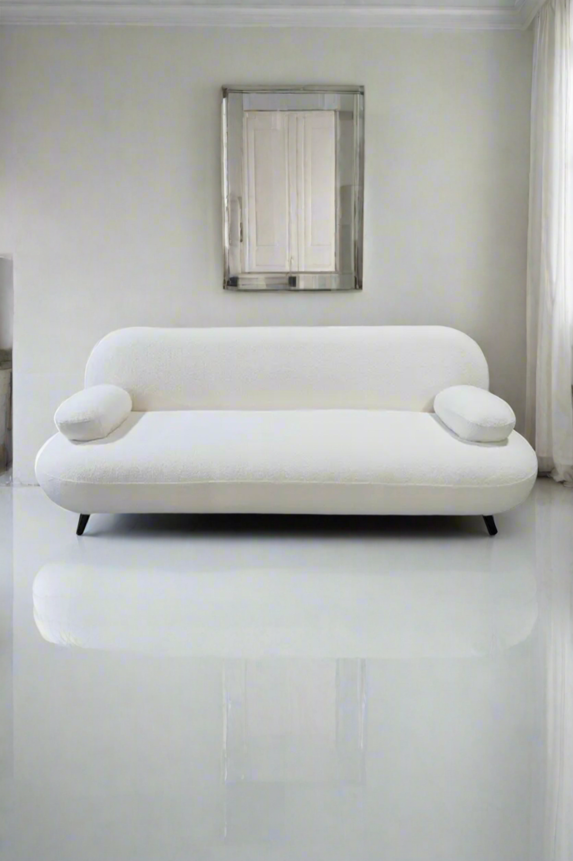 Small White Modern Sofa (220L X 89W X 80H)