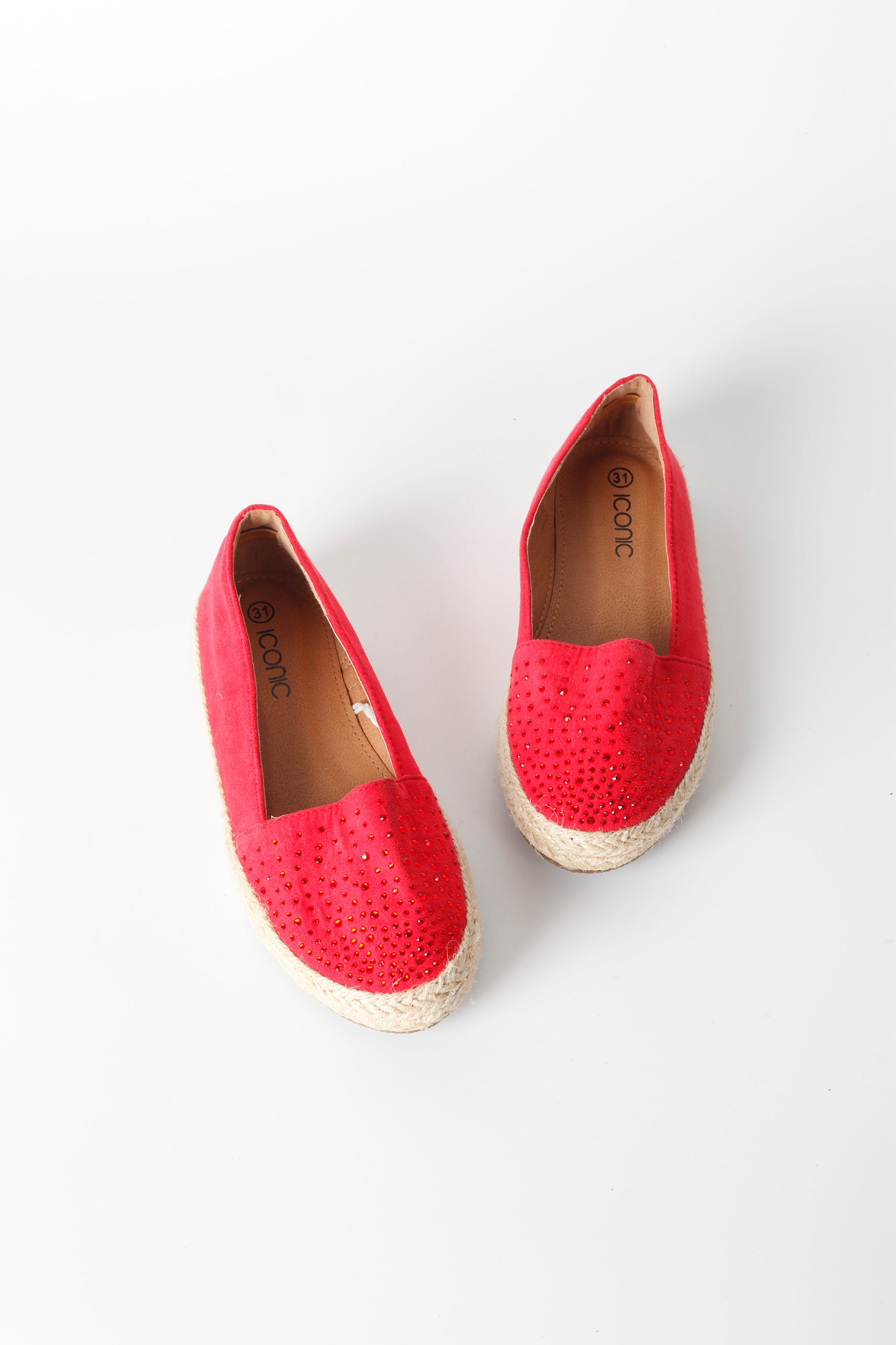 Girls Red Espadrille with Sequin Detail