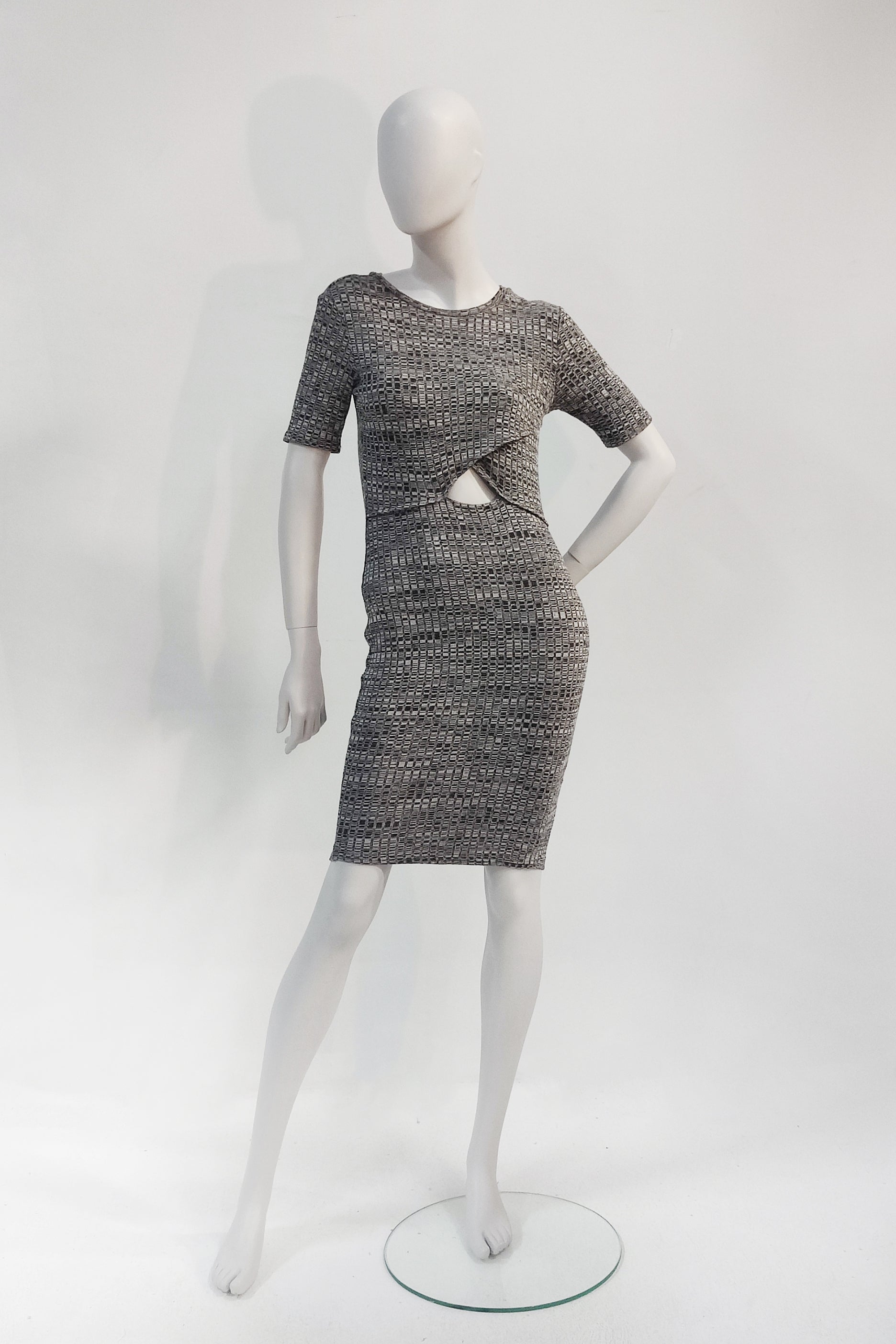 Body-Con Grey Mini Dress with Cut-out (Eu36)