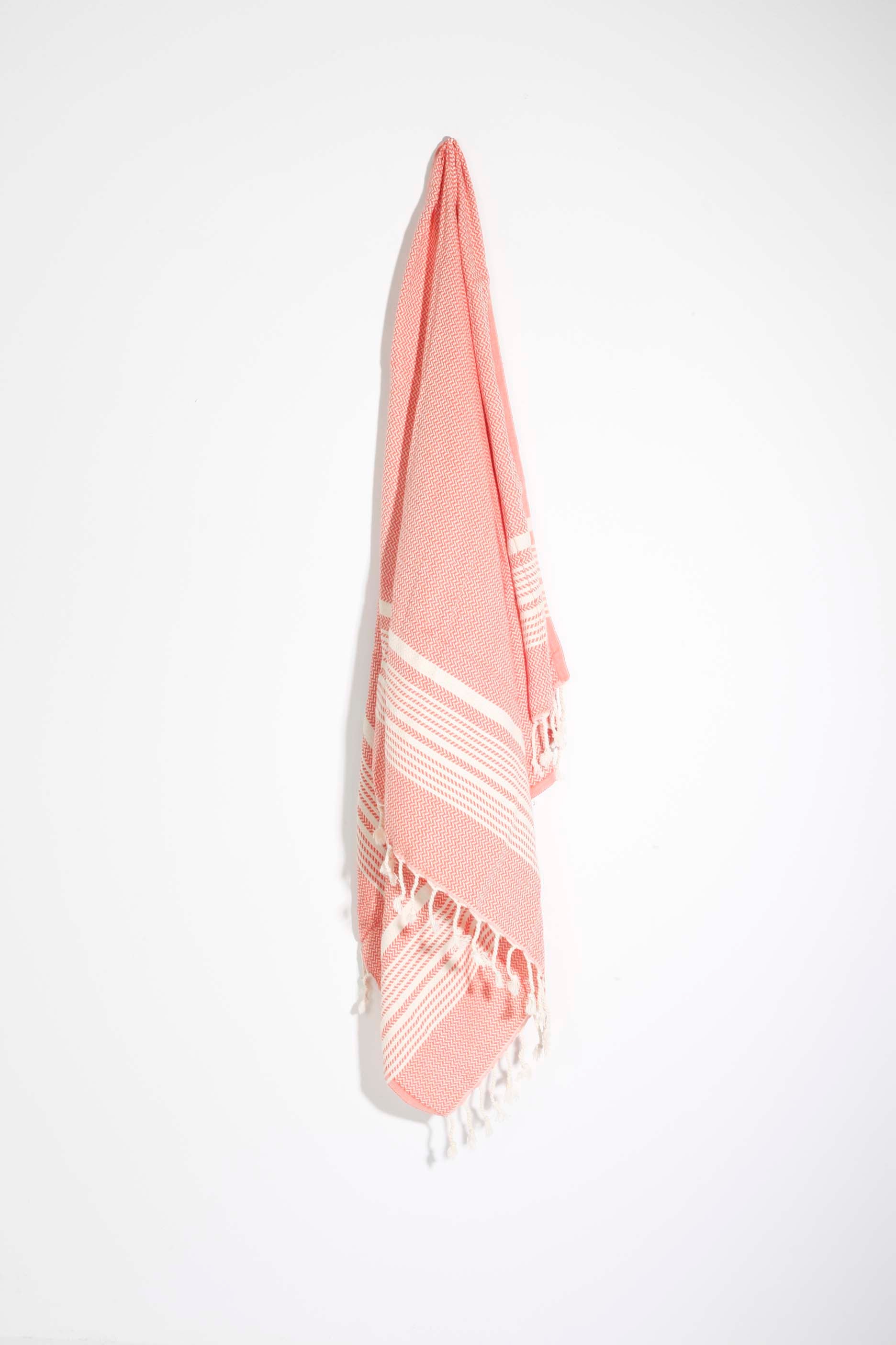 Orange and white beach towel throw (100x160cm)