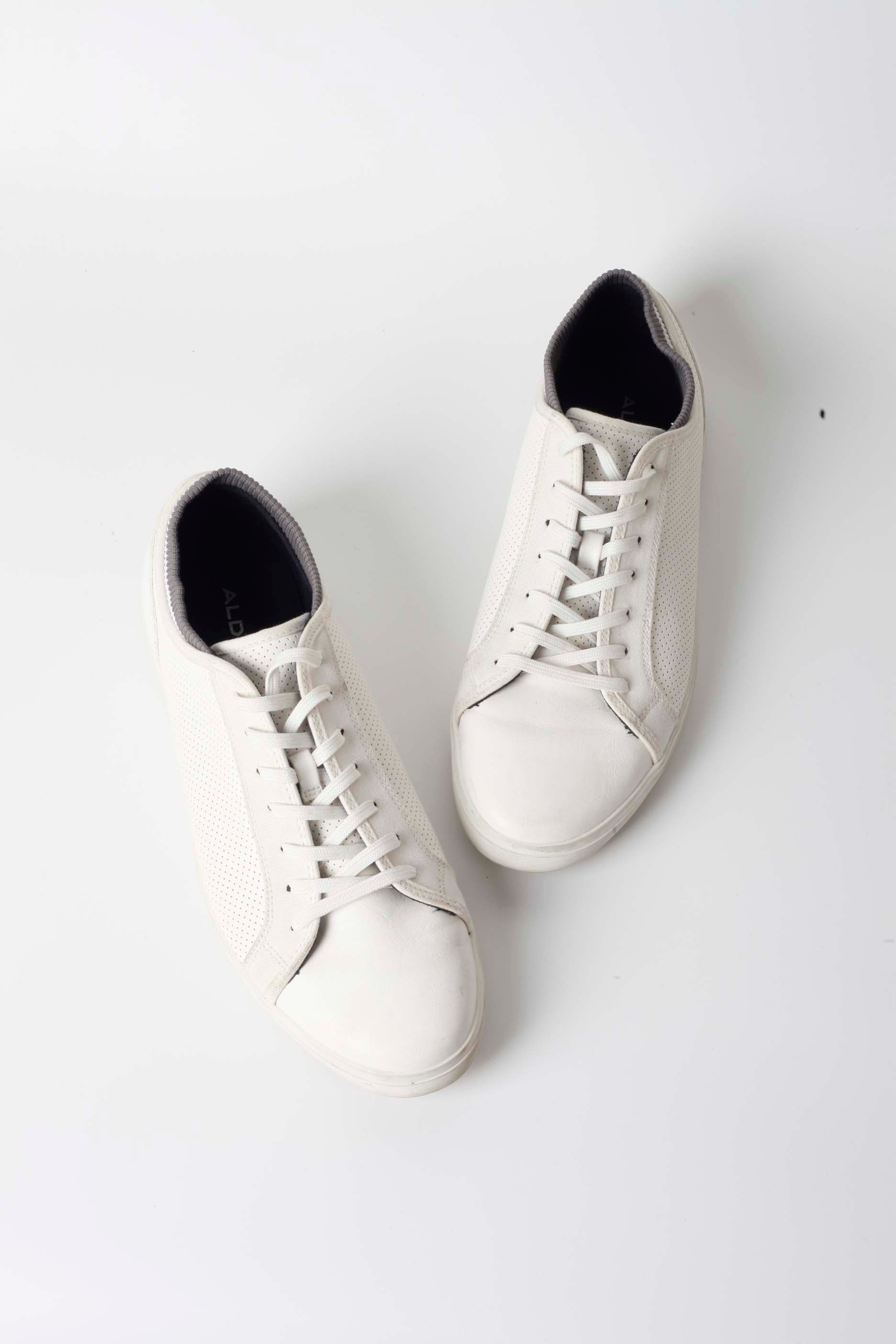 Mens White Perforated Sneakers