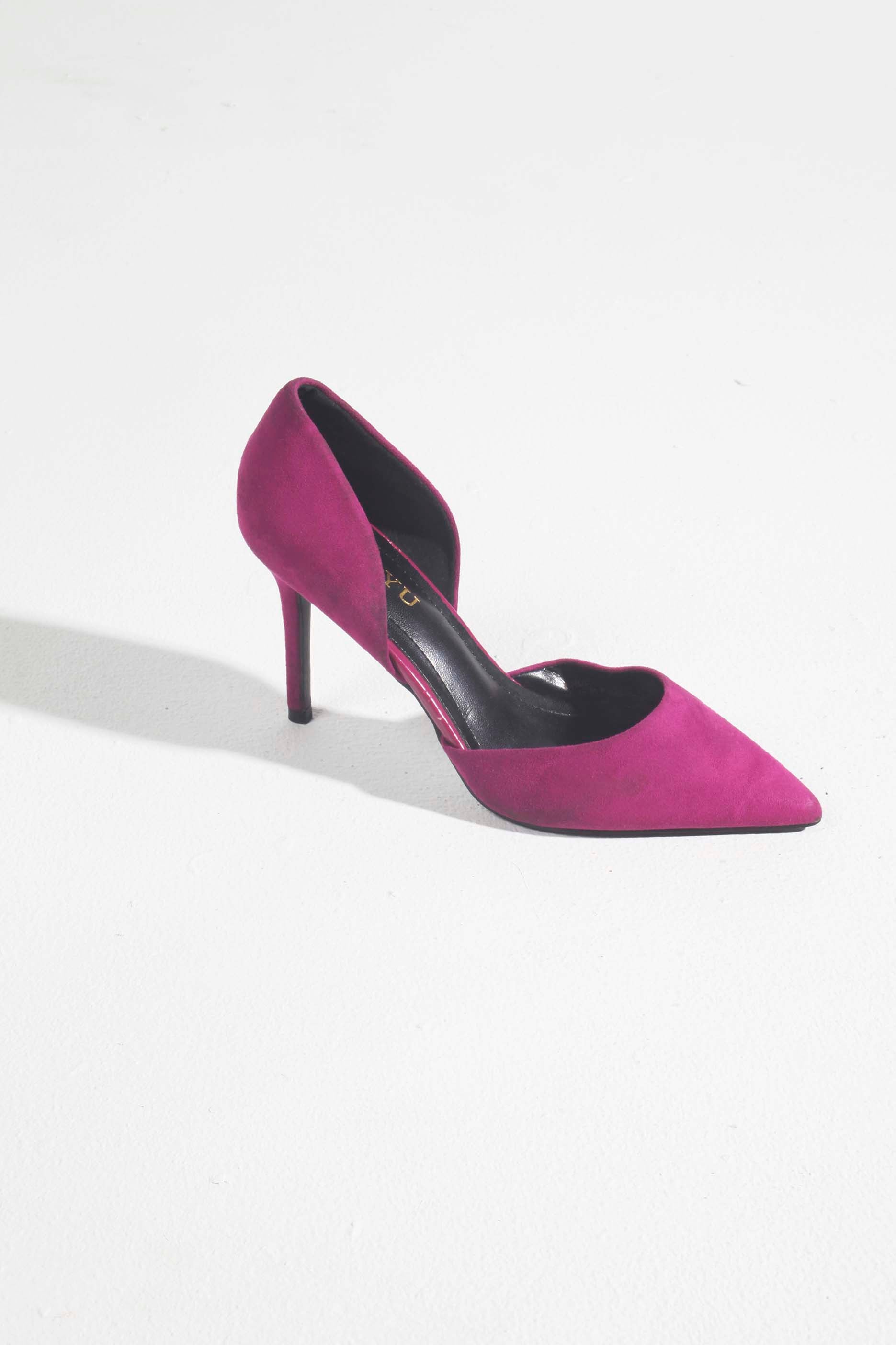 Fuchsia Suede Point Heels