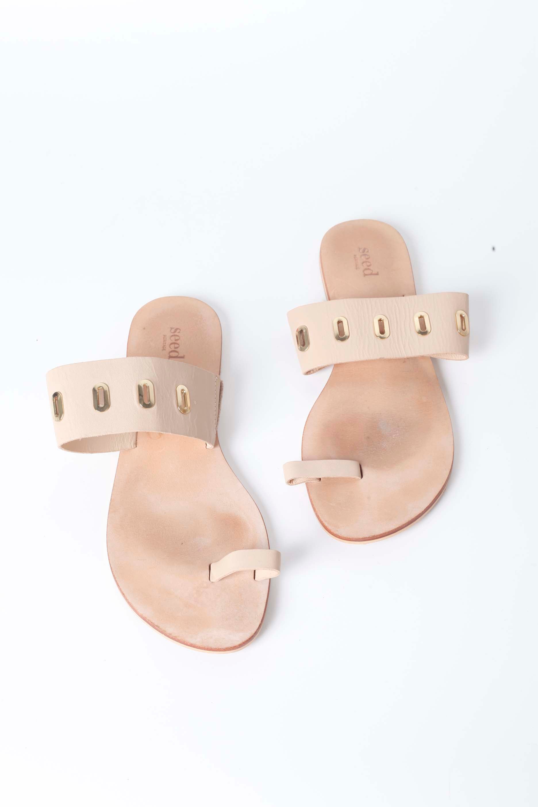 Beige Leather Sandals